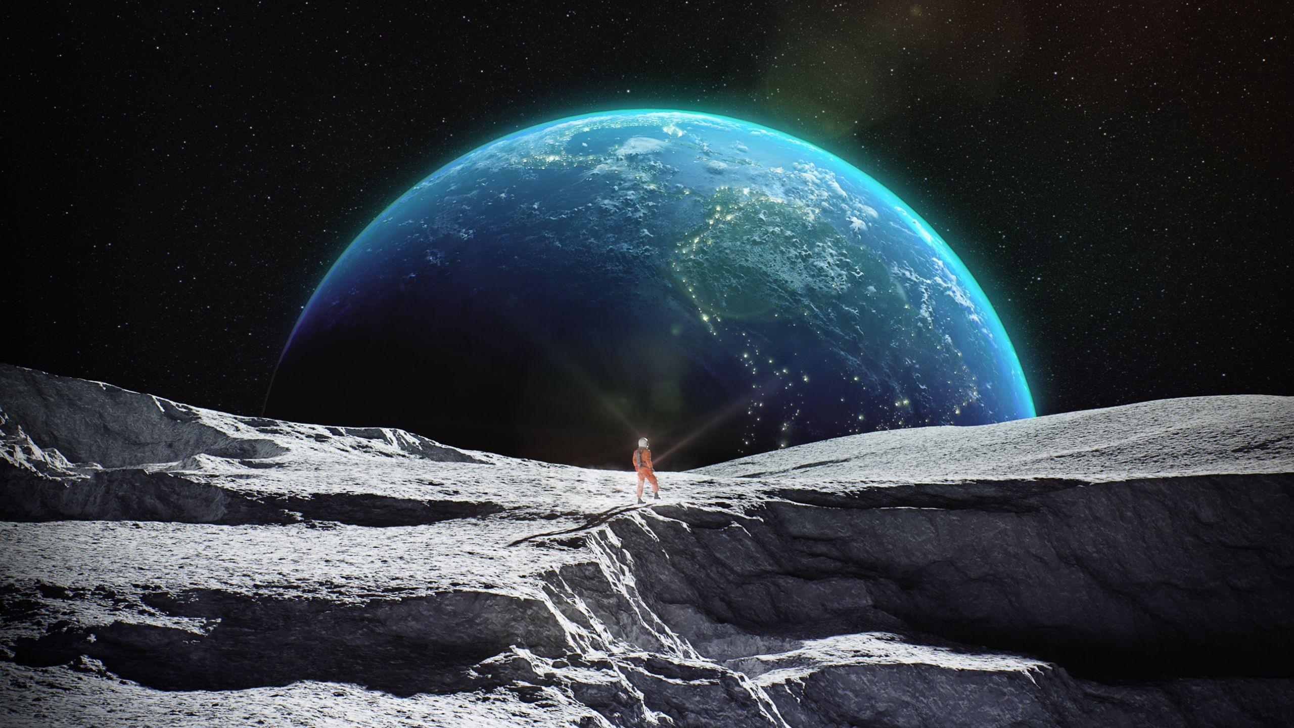 2560x1440 Astronaut in Outer Space Wallpaper