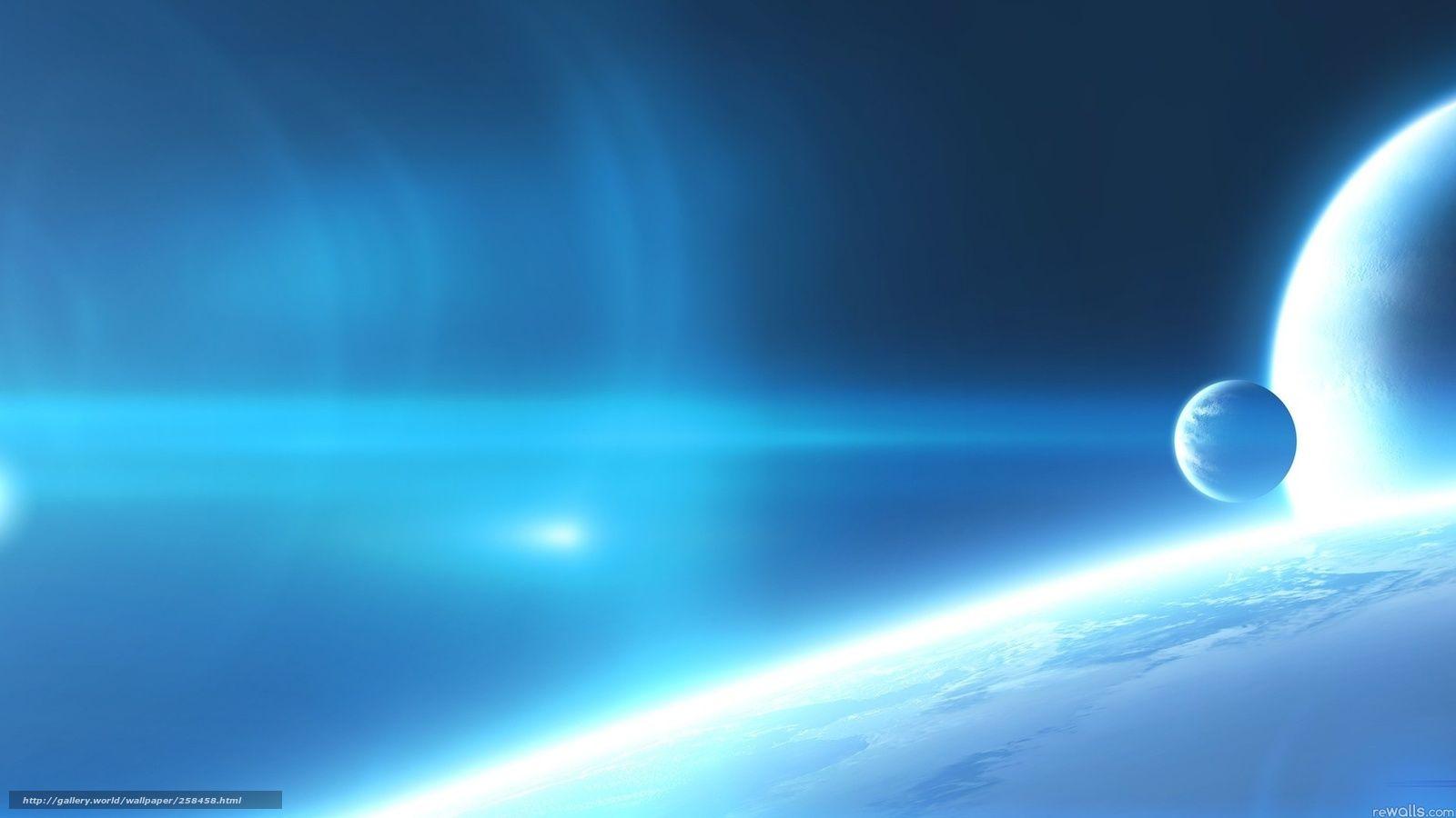 1600x900 Download wallpaper space, light, blue, Planet free desktop