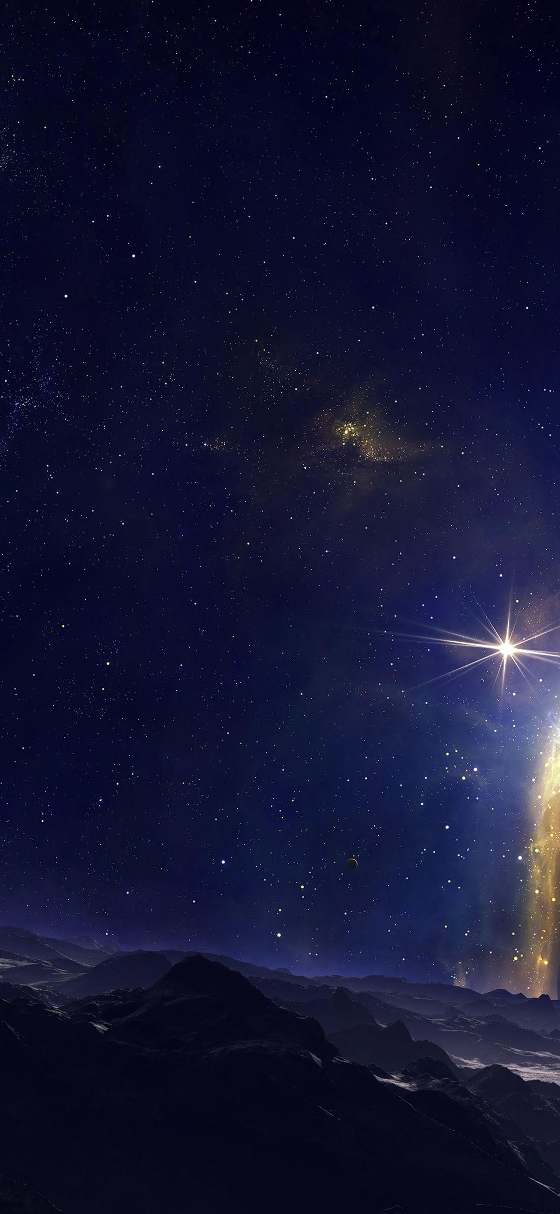 1125x2436 Dark Blue Space Sky Planet Nature Art