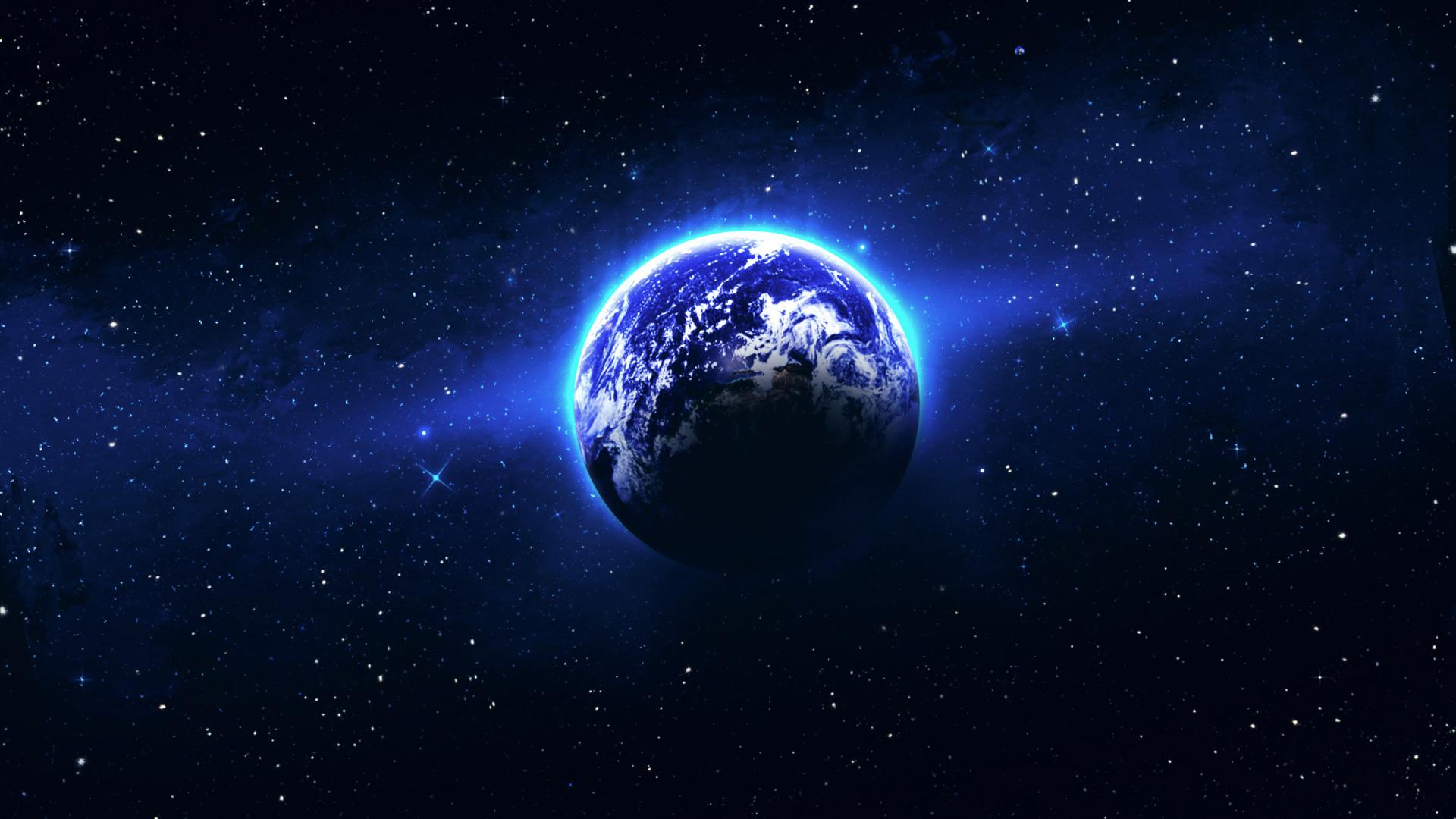 1920x1080 outer space, stars, Earth, Light blue earth Wallpaper