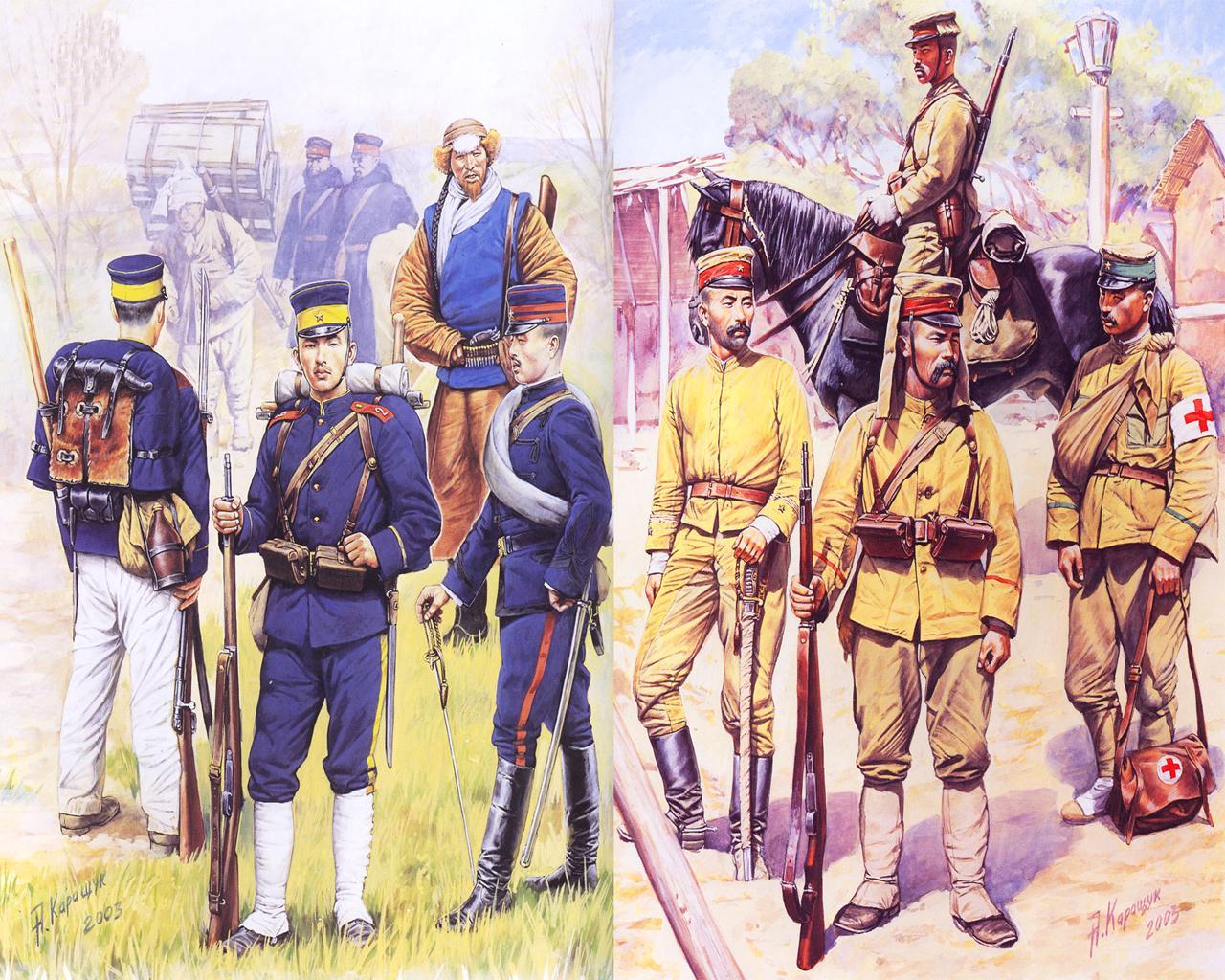 1280x1024 Desktop Wallpaper Soldiers Russo Japanese War Painting Art Military