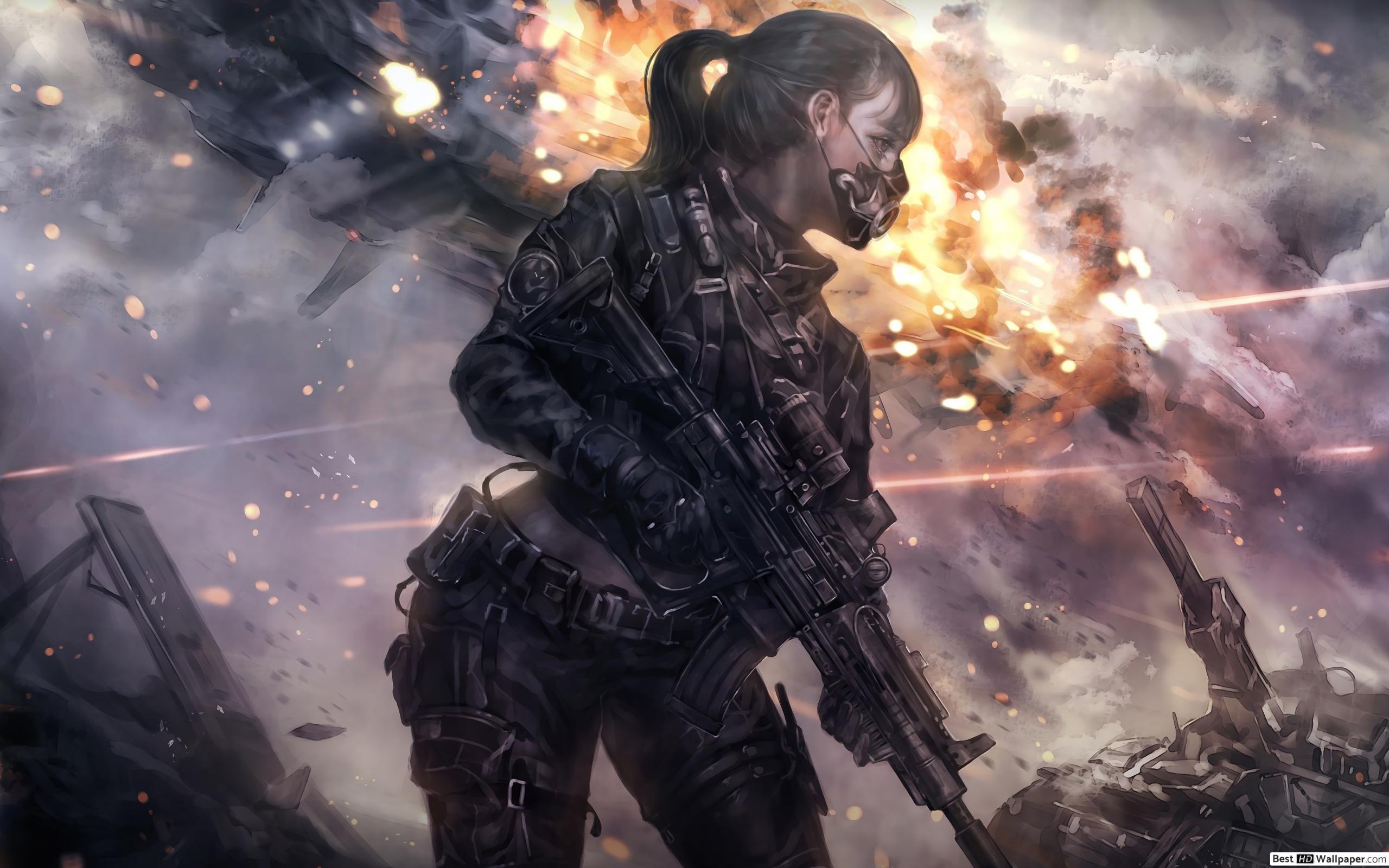 2560x1600 Female Soldier HD wallpaper download