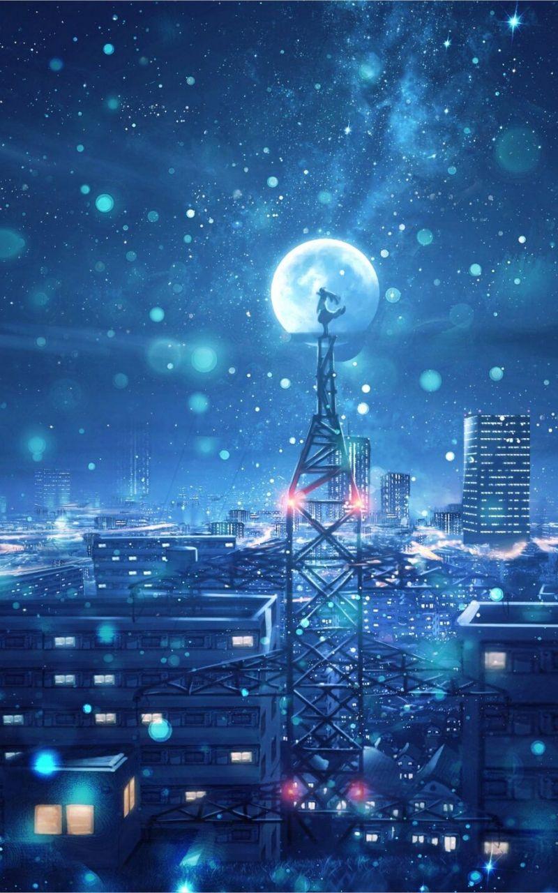 800x1280 Free download 4k Anime Scenery Wallpaper in 2020 Sky anime Night