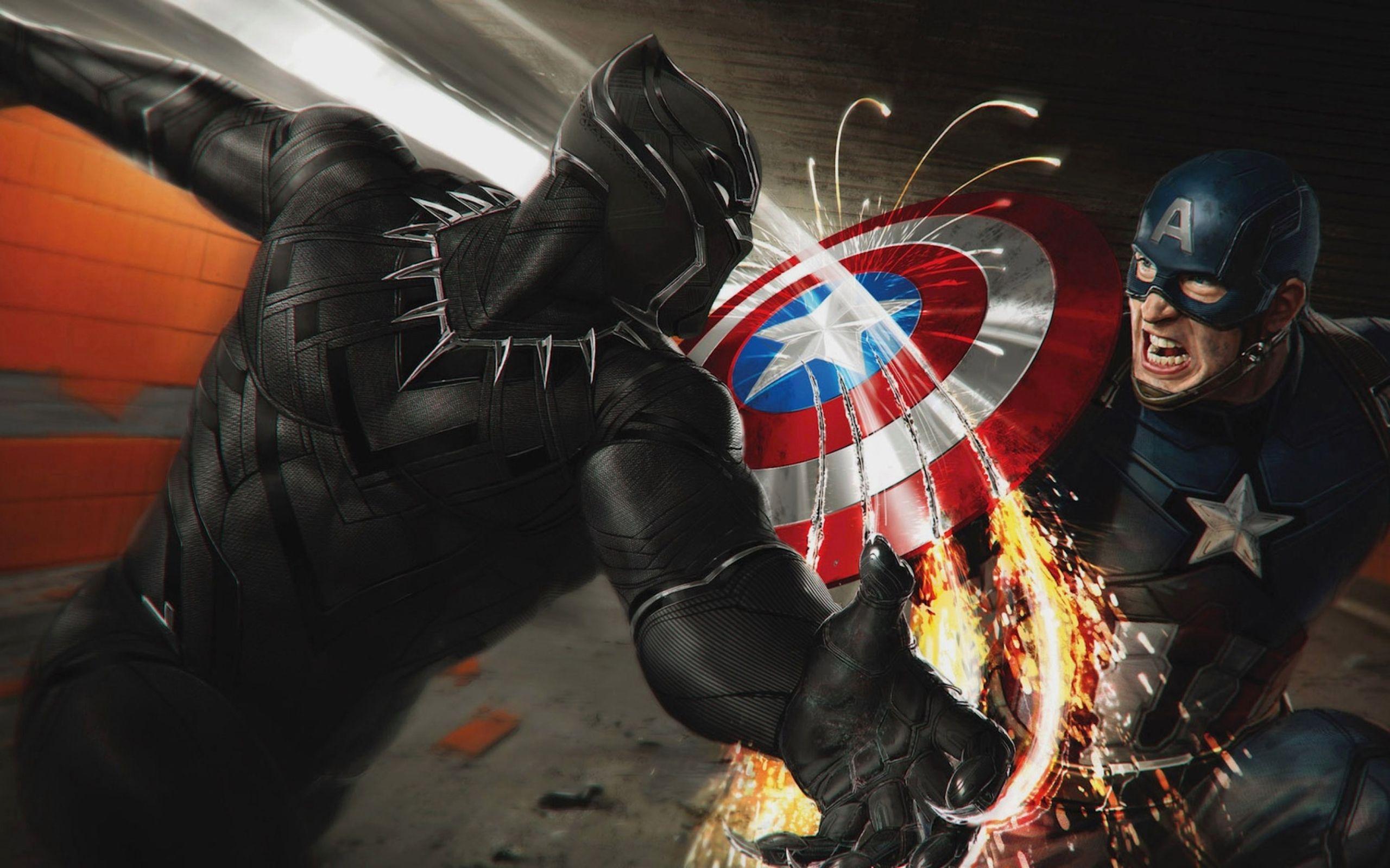 2560x1600 Wallpaper of Black Panther, Captain America, Marvel background