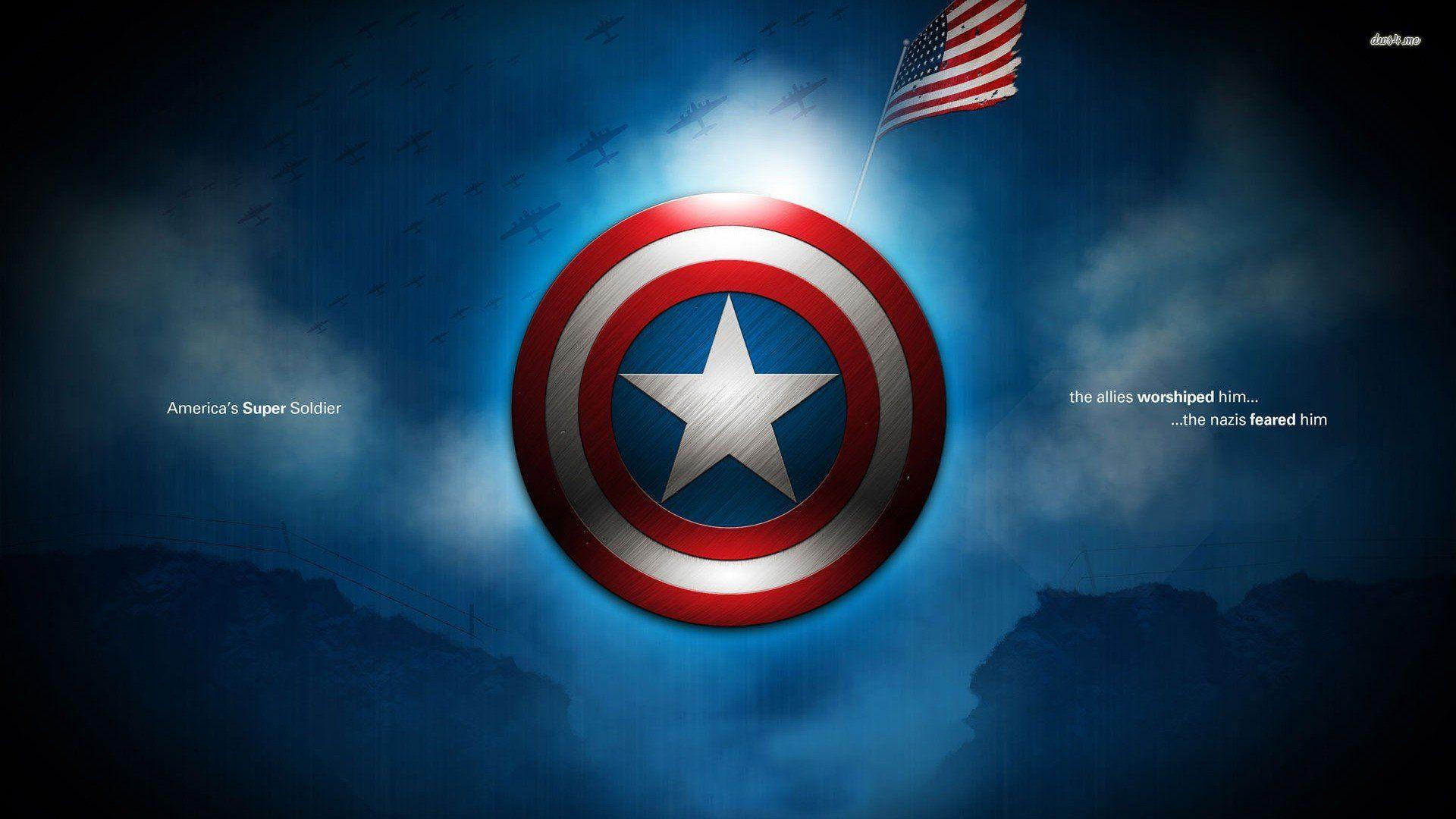 1920x1080 Captain America, Typography, Flag, Marvel Cinematic Universe