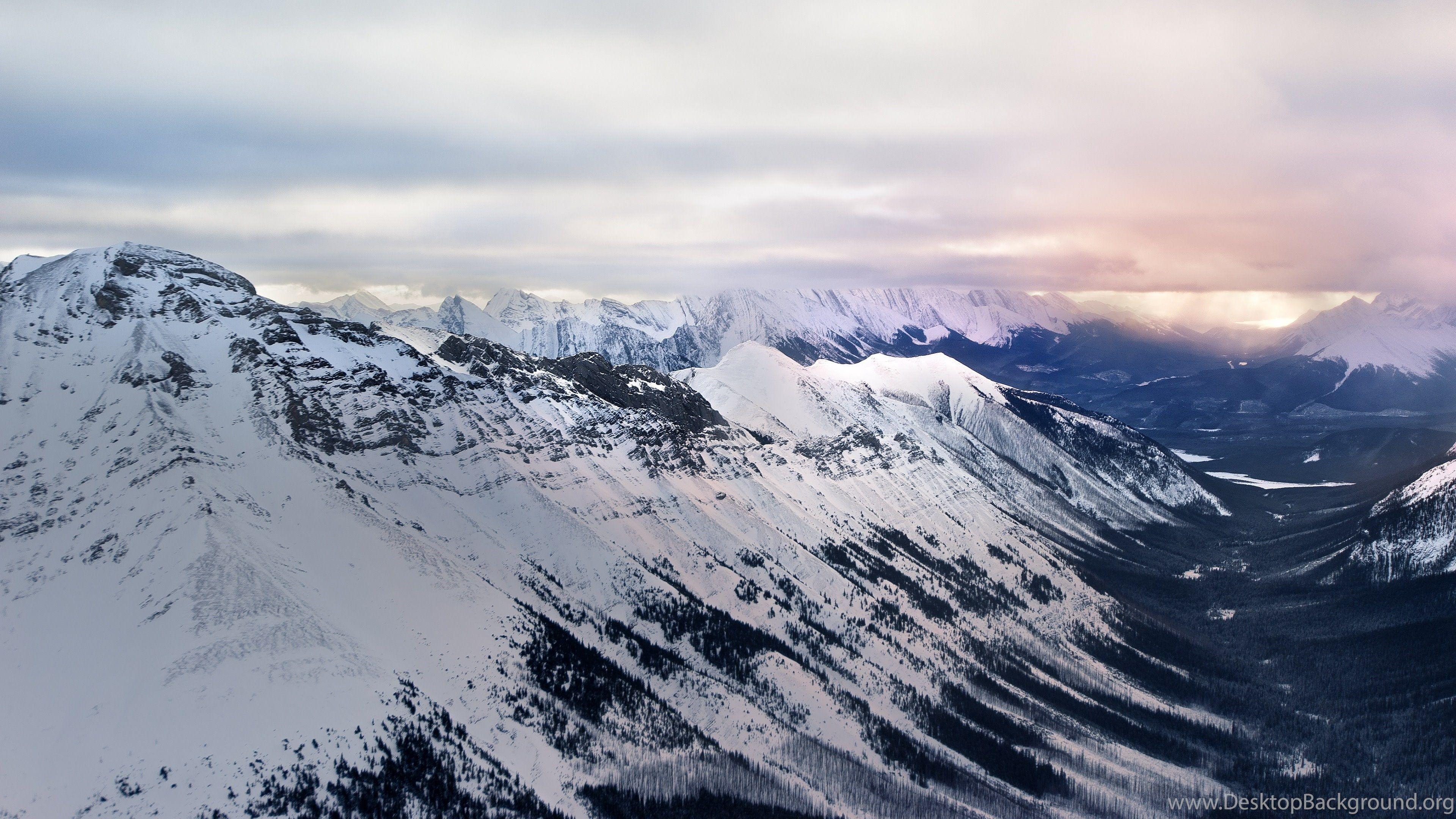 3840x2160 Snowy Mountain Range Distant Storm 4K Desktop Wallpaper Desktop