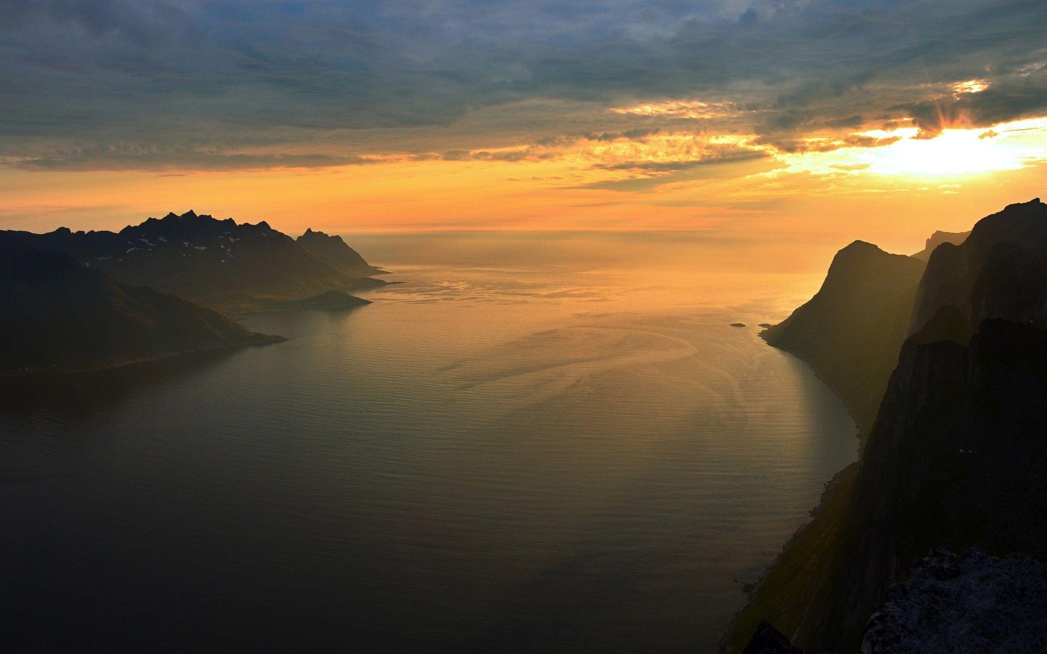 2100x1313 #landscape, #Norway, #sky, #fjord, #clouds, #mountains, #nature, #island, #summer, #sunset, #sea, wallpaper. Mocah.org HD Wallpaper
