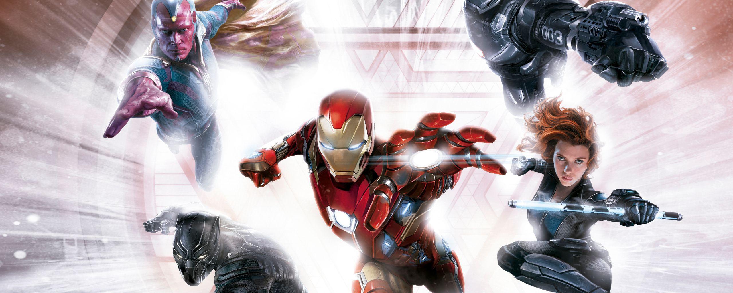 2560x1024 Download Captain America: civil war, movie, iron man, black