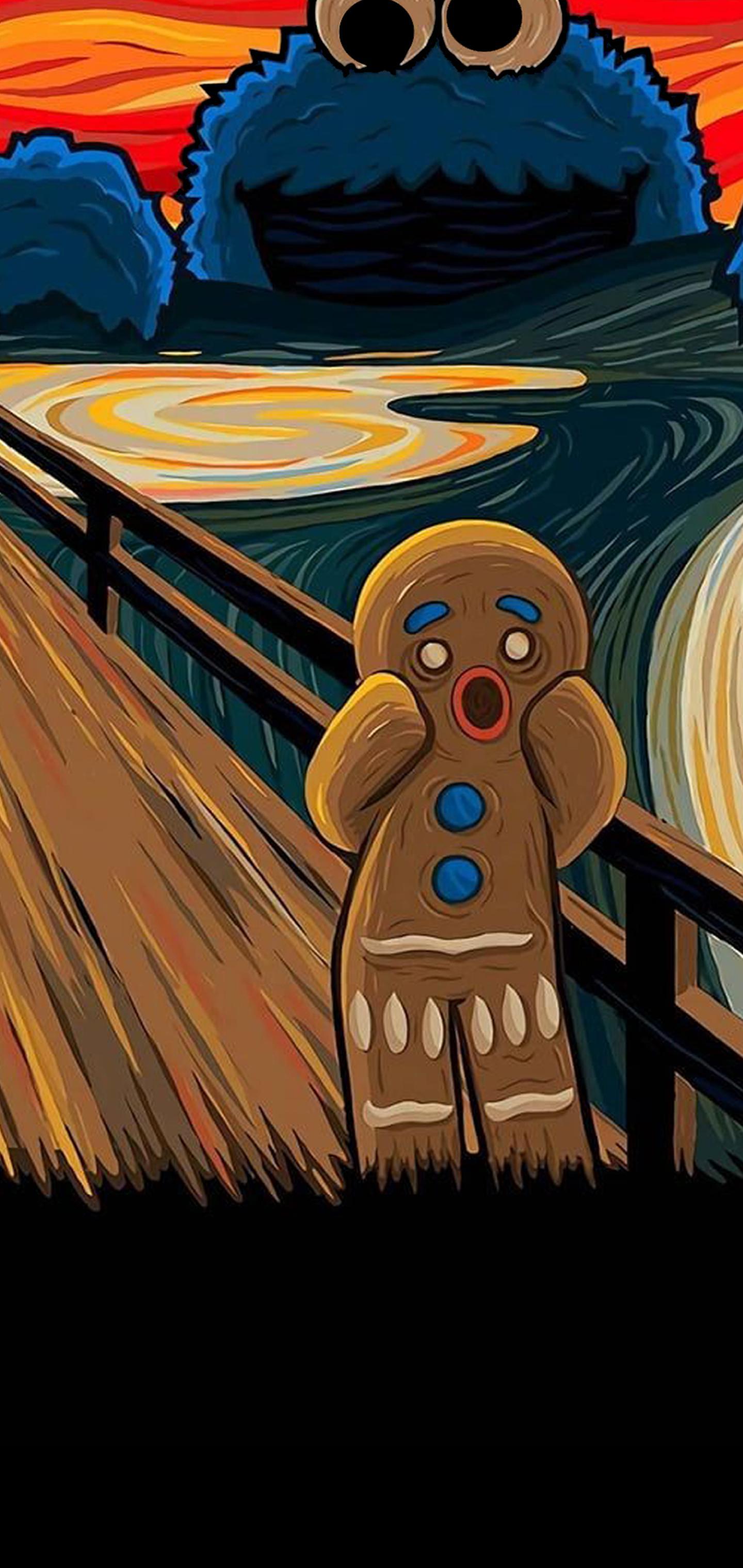 1440x3040 Gingerbread Cookie Monster by 1Ranya Galaxy Note 10 Wallpaper