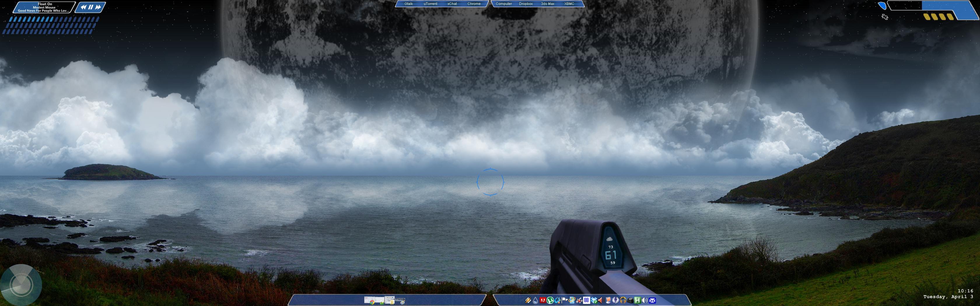 3360x1050 Halo:CE HUD dual monitor theme