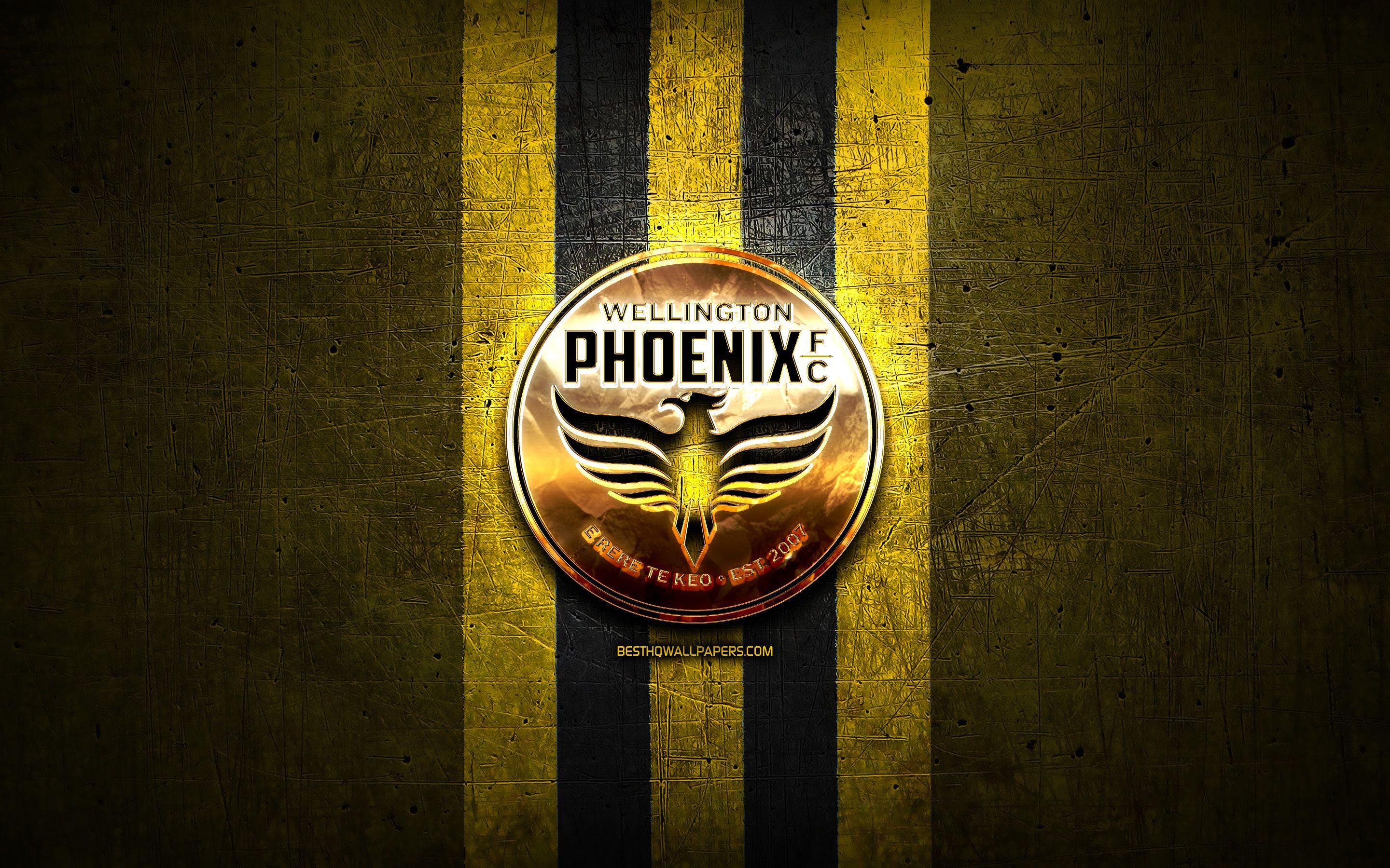 2880x1800 Download Wallpaper Wellington Phoenix FC, Golden Logo, A League, Yellow Metal Background, Football, Wellington Phoenix, Australian Football Club, Wellington Phoenix Logo, Soccer, Australia For Desktop With Resolution 2880x1800. High Quality HD