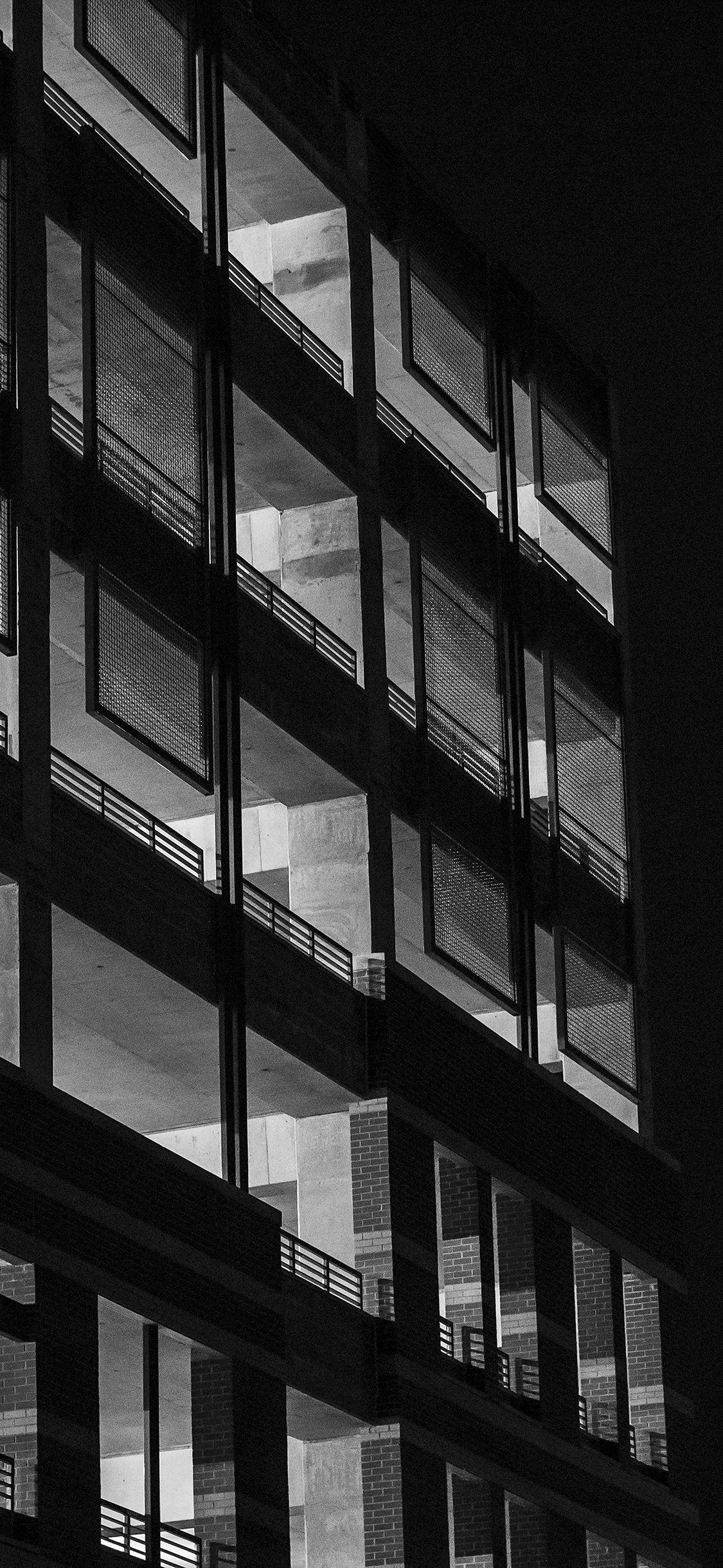 1125x2436 Bw Dark City Architecture Night Building House