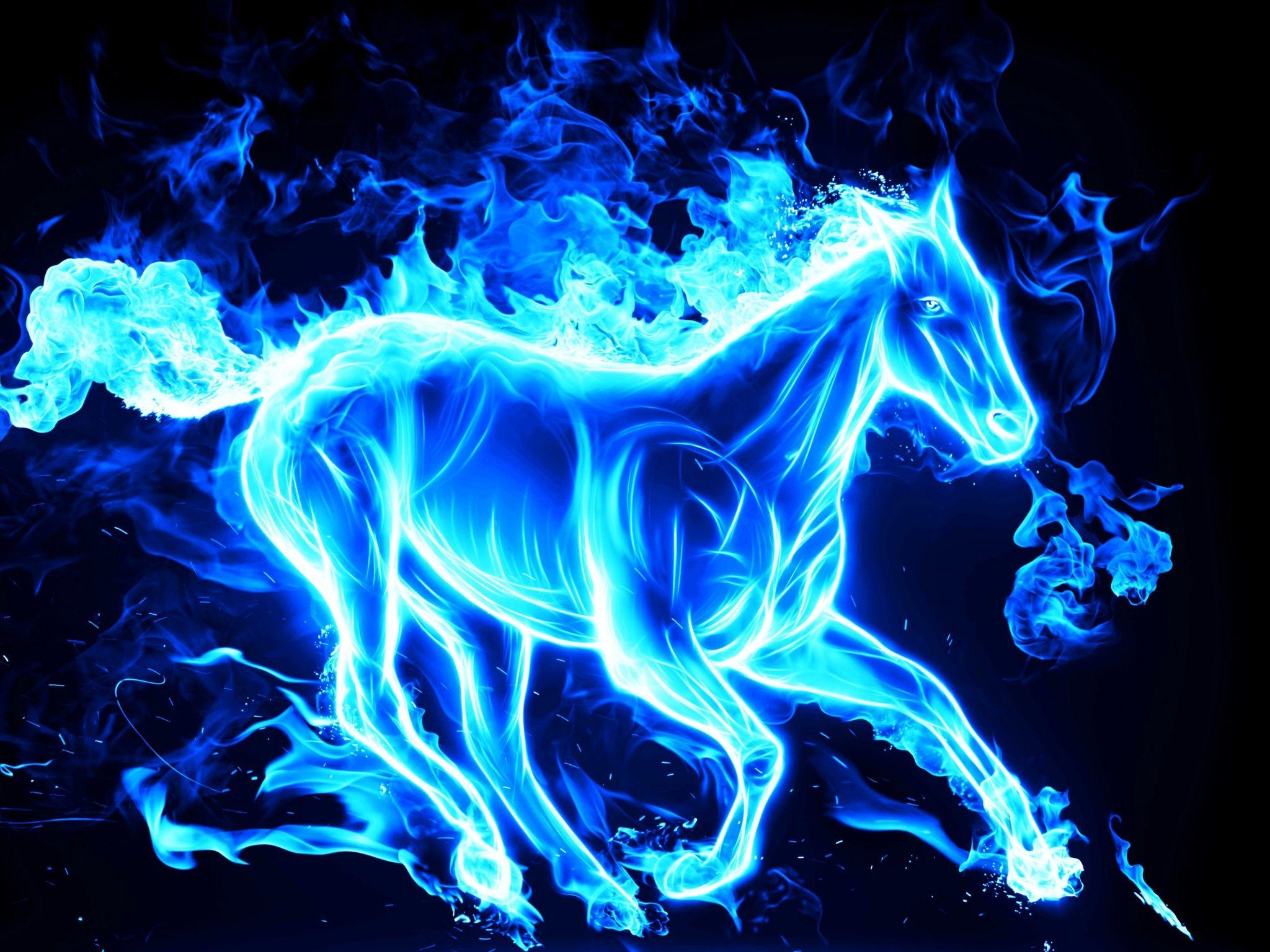 2048x1536 Free download Horse on artistic Fire 4K Ultra HD wallpaper 4k