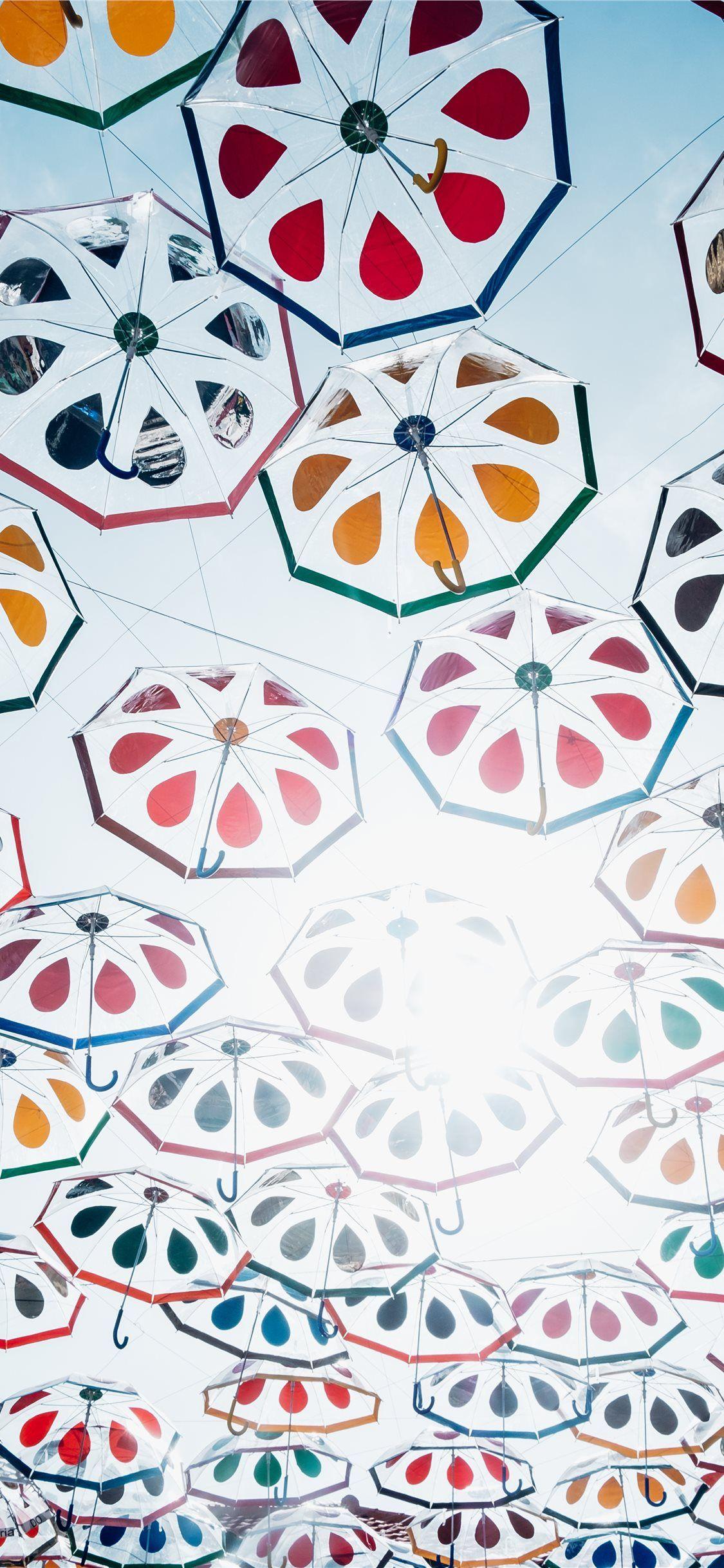 1125x2436 Summer Umbrellas iPhone Wallpaper Free Download