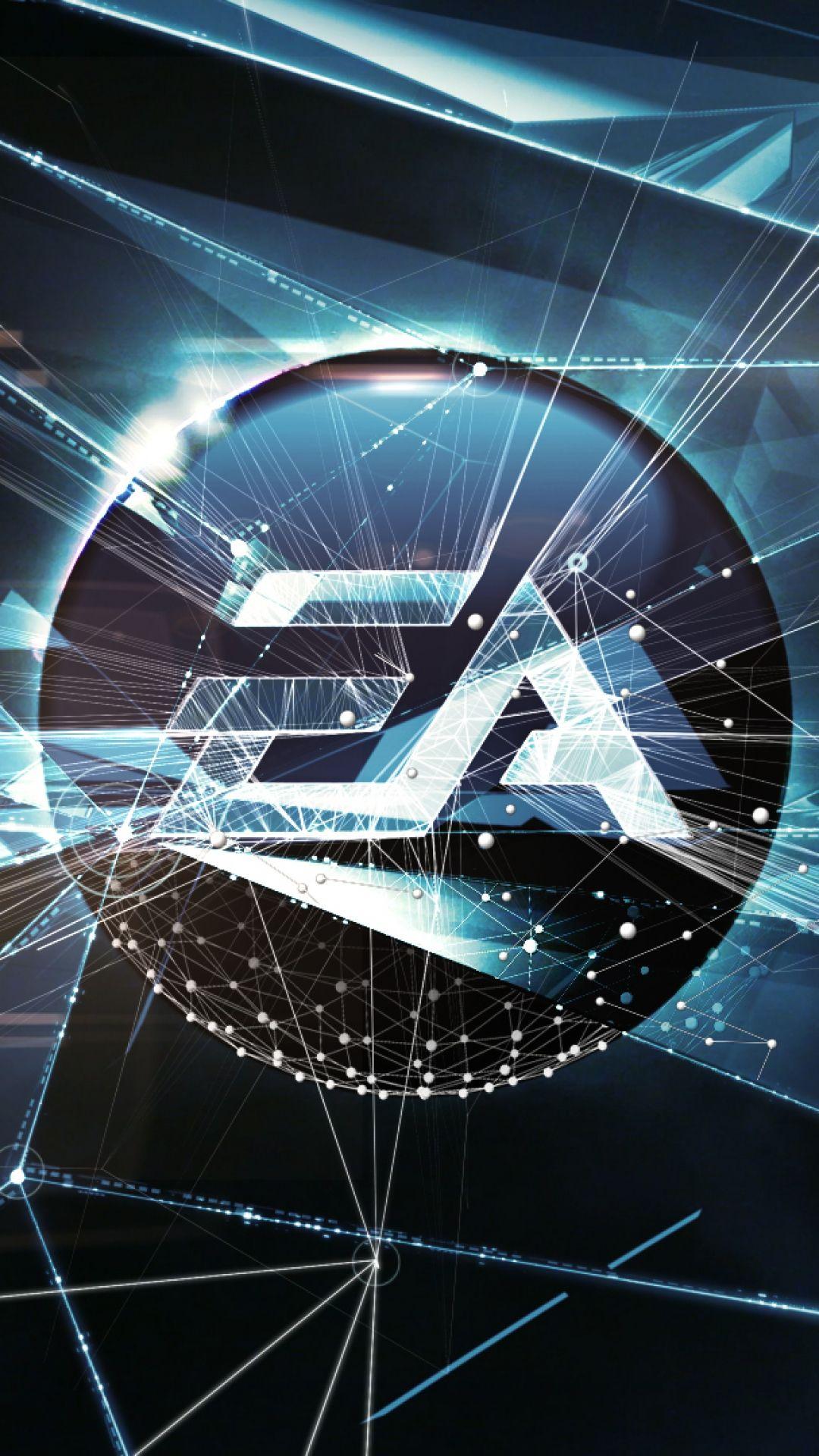 1080x1920 HD Background Electronic Arts Logo Crystal Glass Shattered Art