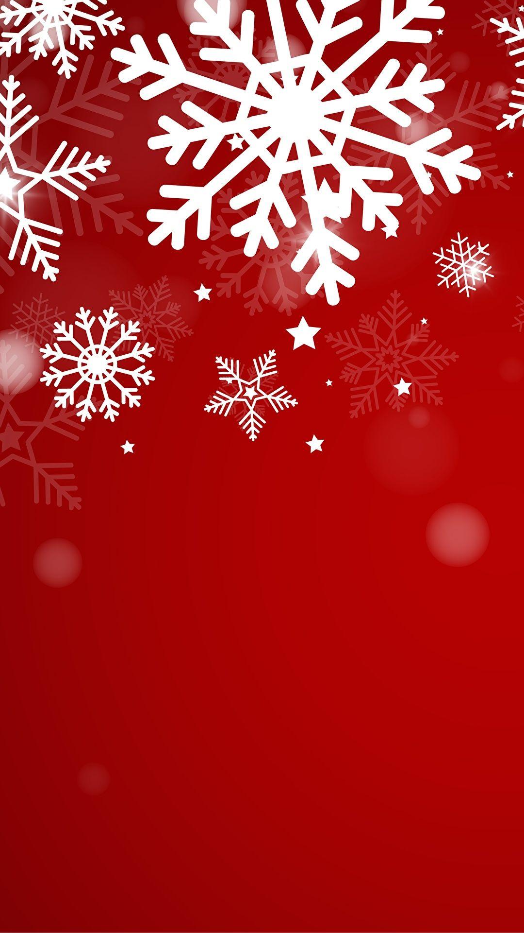1080x1920 Wallpaper Christmas Snowflakes Template greeting card Red 1080x1920