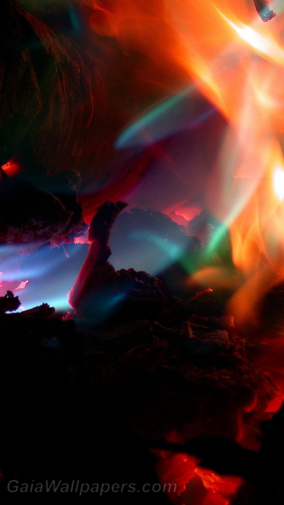 1080x1920 Fire blue, green, yellow, orange and red wallpaper 1080x1920