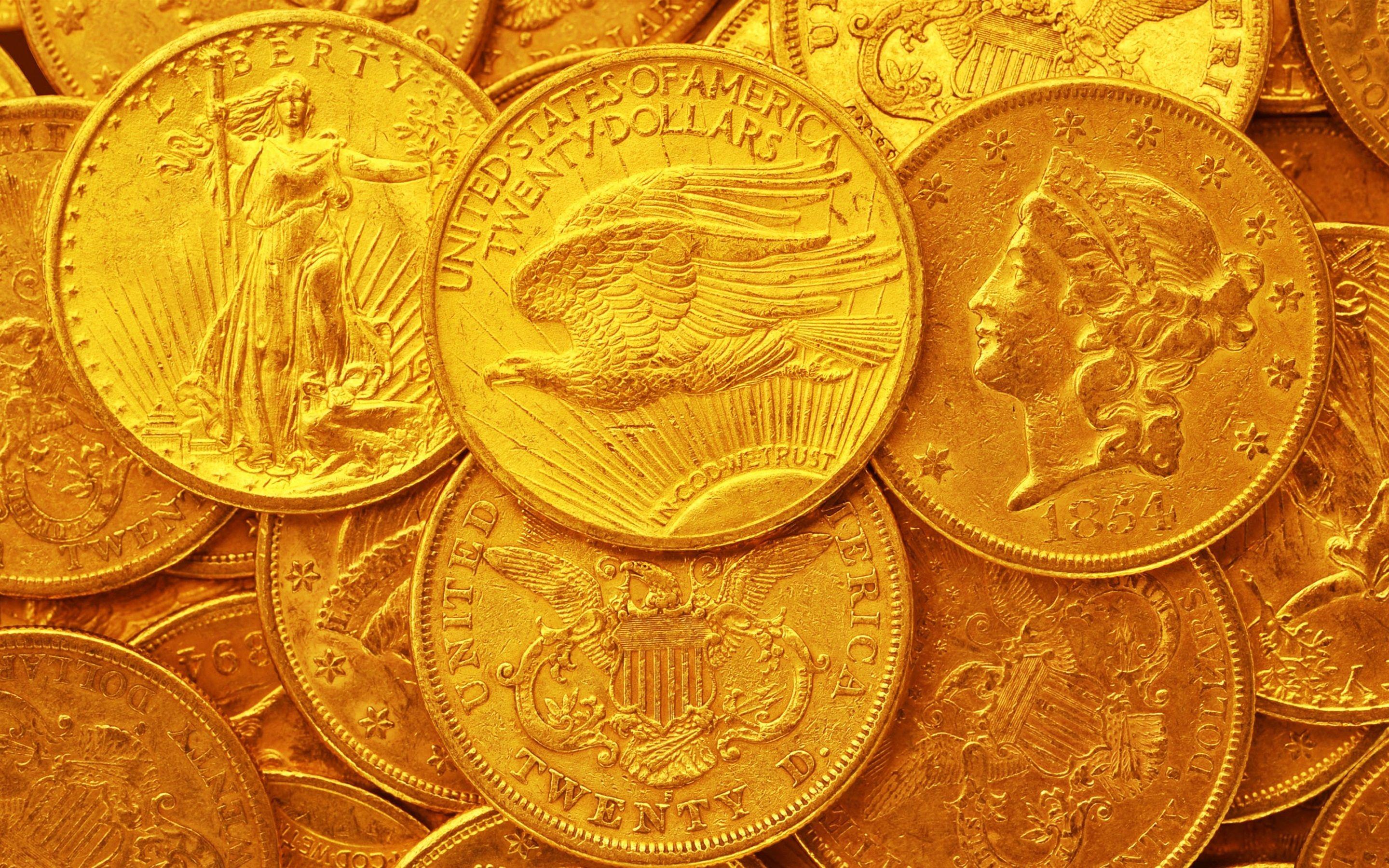 2880x1800 Wallpaper US dollars, gold coins 2880x1800 HD Picture, Image