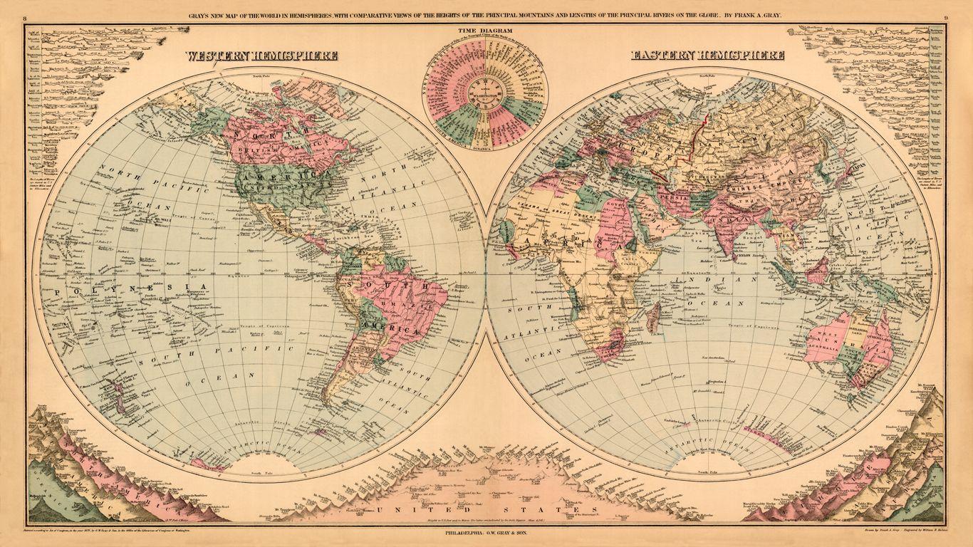 1366x768 Vintage World Map 4k Wallpaper