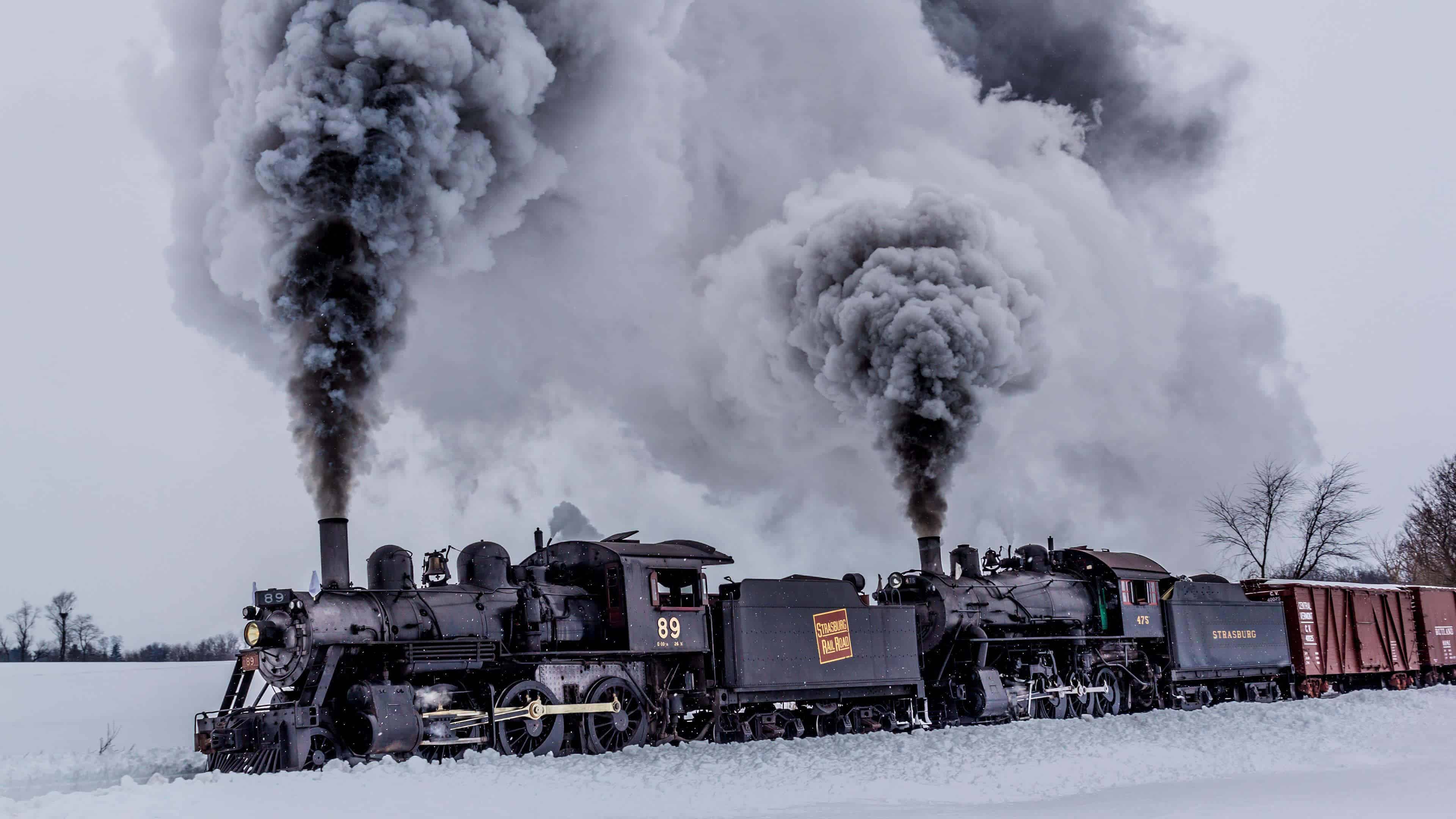 3840x2160 Strasburg Rail Road Train During Winter In Pennsylvania, United