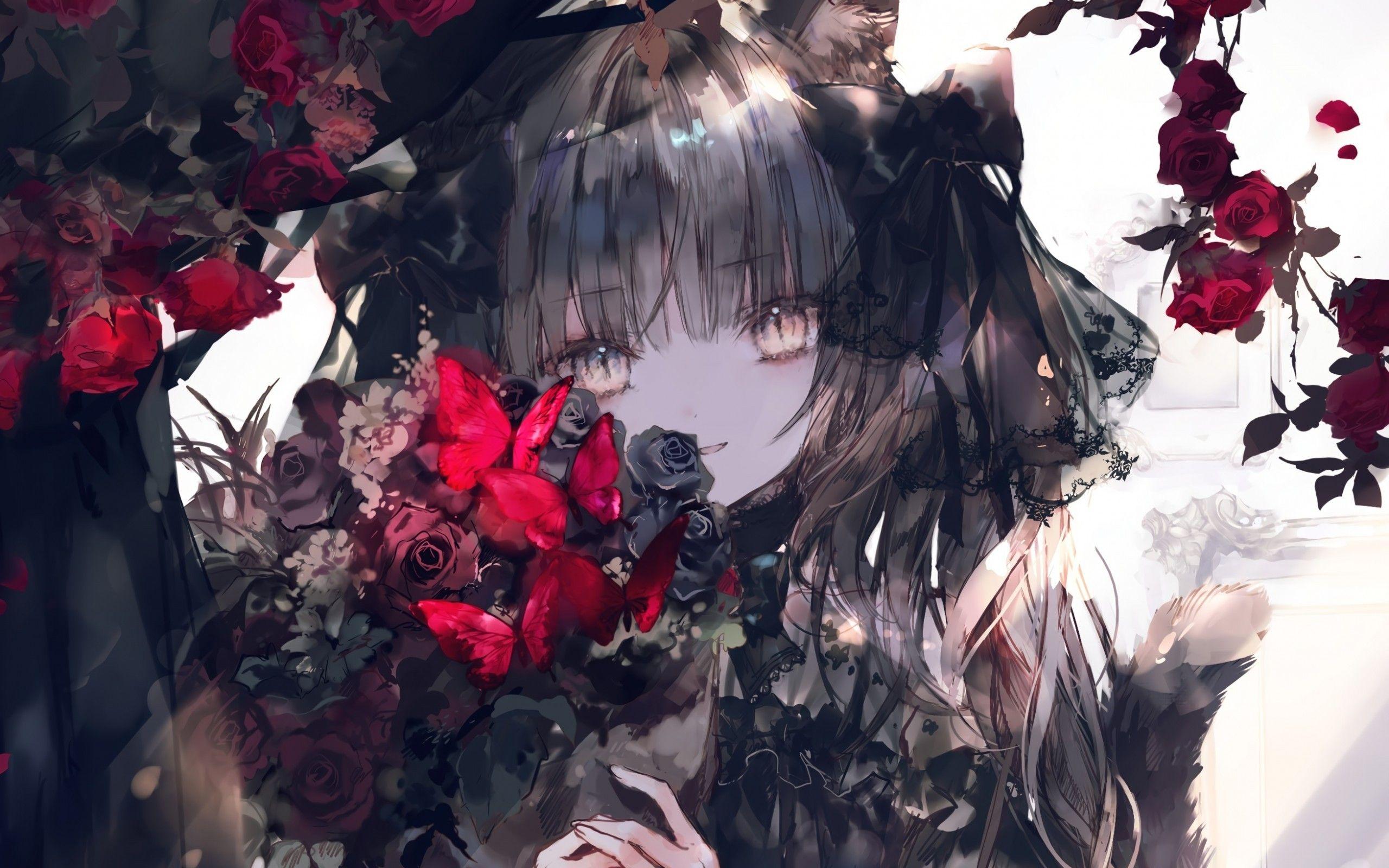 2560x1600 Download 2560x1600 Gothic Anime Girl, Darkness, Lolita, Red