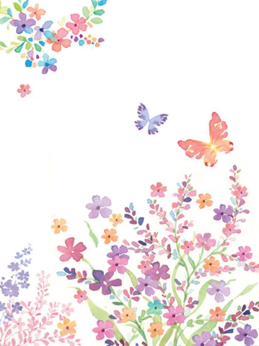 850x1132 Small Flower With Butterfly. Watercolor flower prints, Watercolor