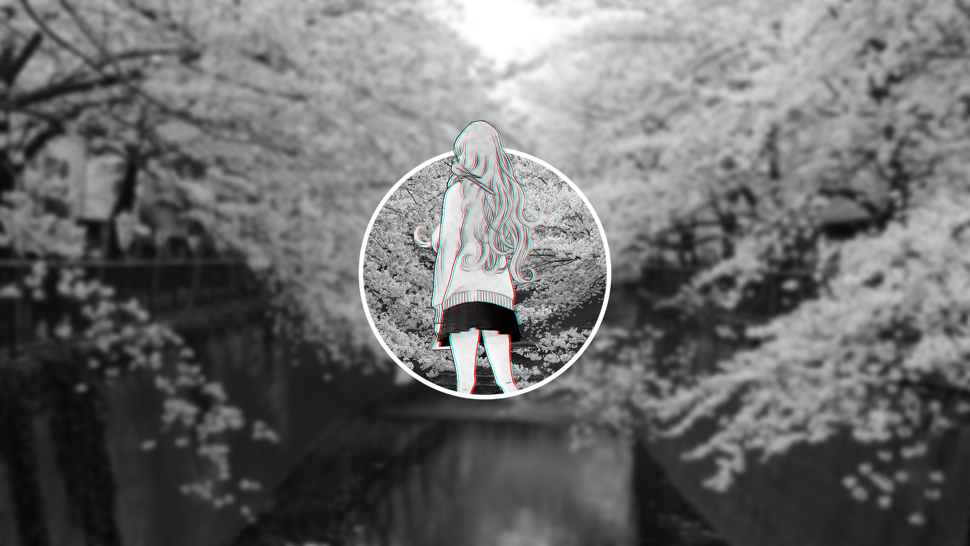 1920x1080 #nature, #glitch art, #monochrome, #anime, #blurred