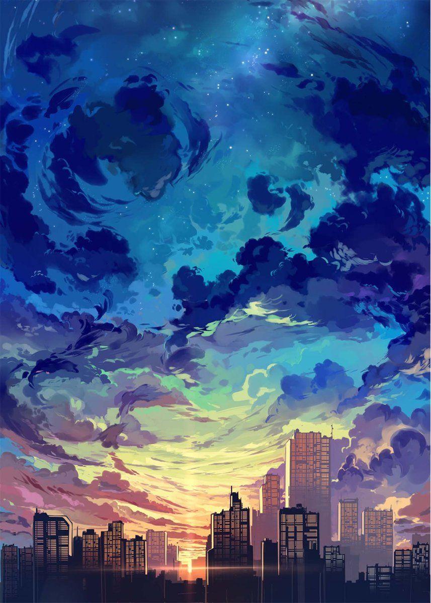 857x1200 5D Diamond Painting Sky City Landscape Paint with Diamonds Art