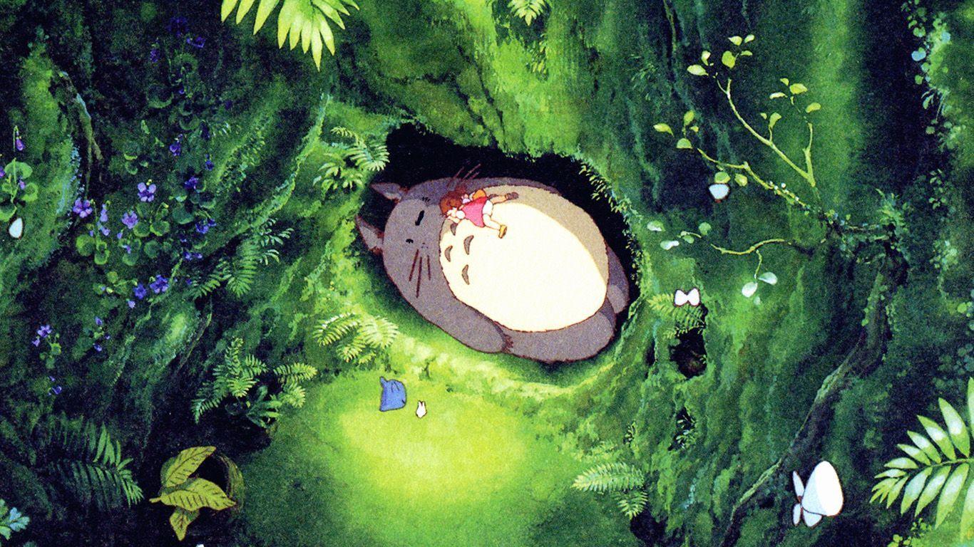 1366x768 Nhật Bản Totoro Art Green Anime minh họa. Totoro, Anime