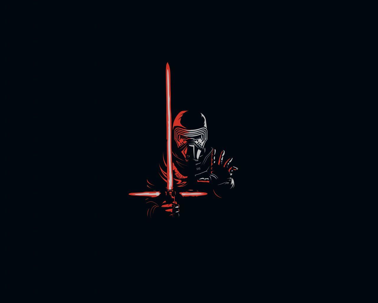 1280x1024 Download Kylo Ren, minimal, artwork, villain, star wars wallpaper