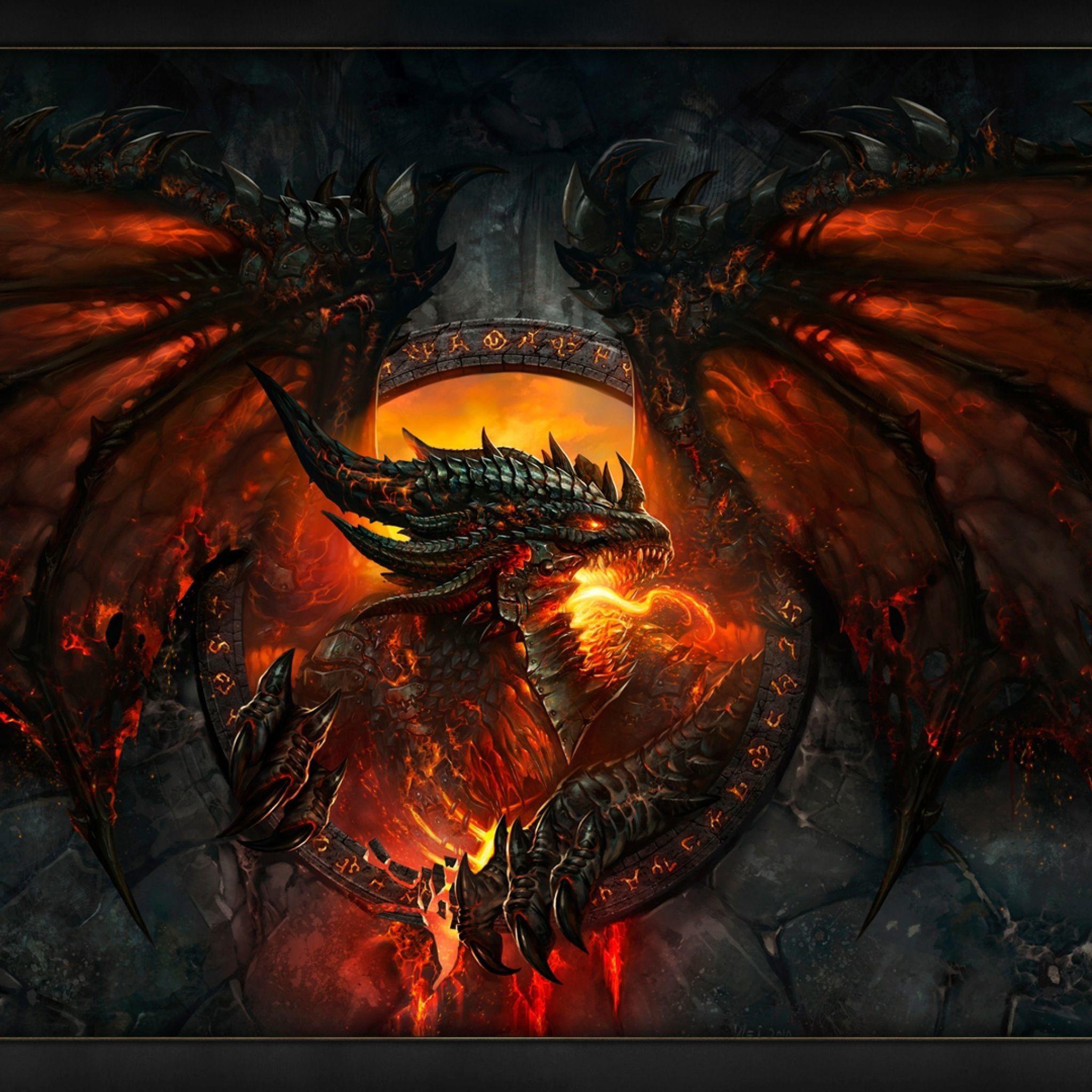 2048x2048 Fire Dragon Wallpaper