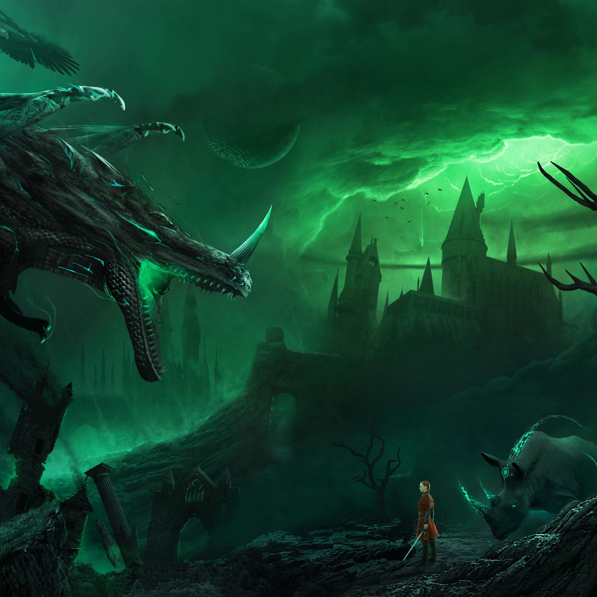 2048x2048 Dragon Pact Fantasy Digital Art. Fabuloussavers Free Wallpaper