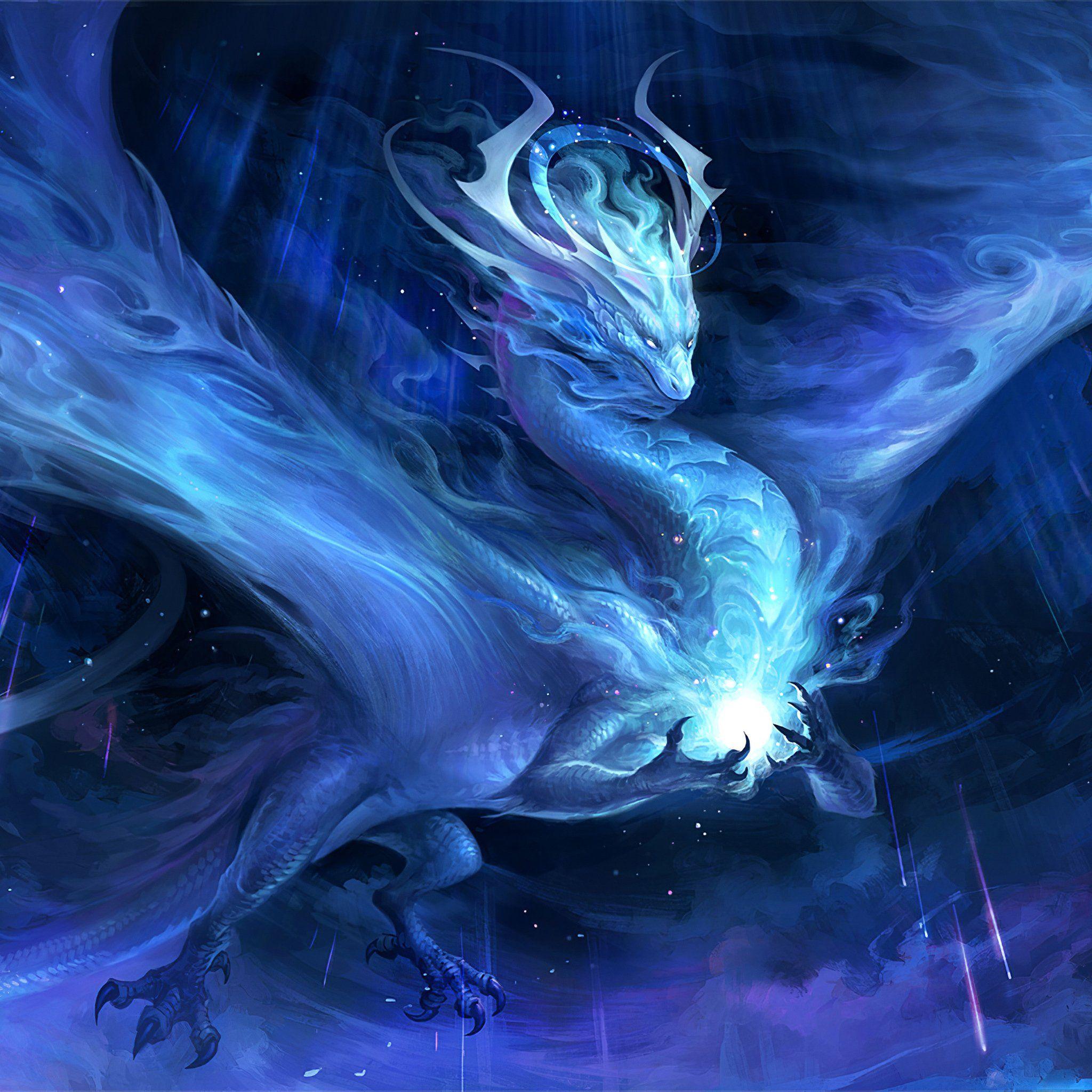 2048x2048 Mythical Galaxy Cool Dragon Wallpaper