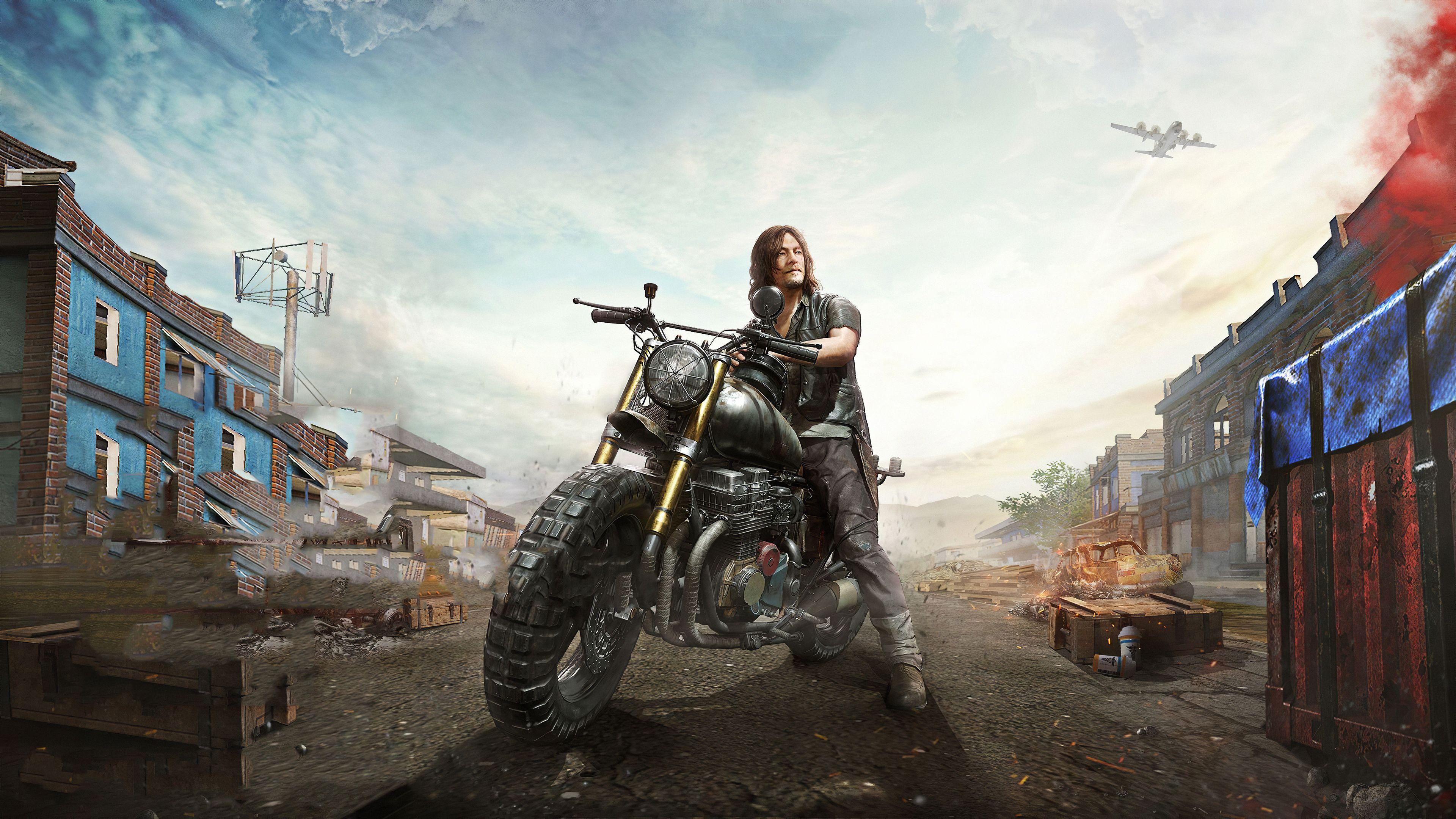 3840x2160 Daryl Dixon PUBG Mobile x The Walking .hdwallpaper.in