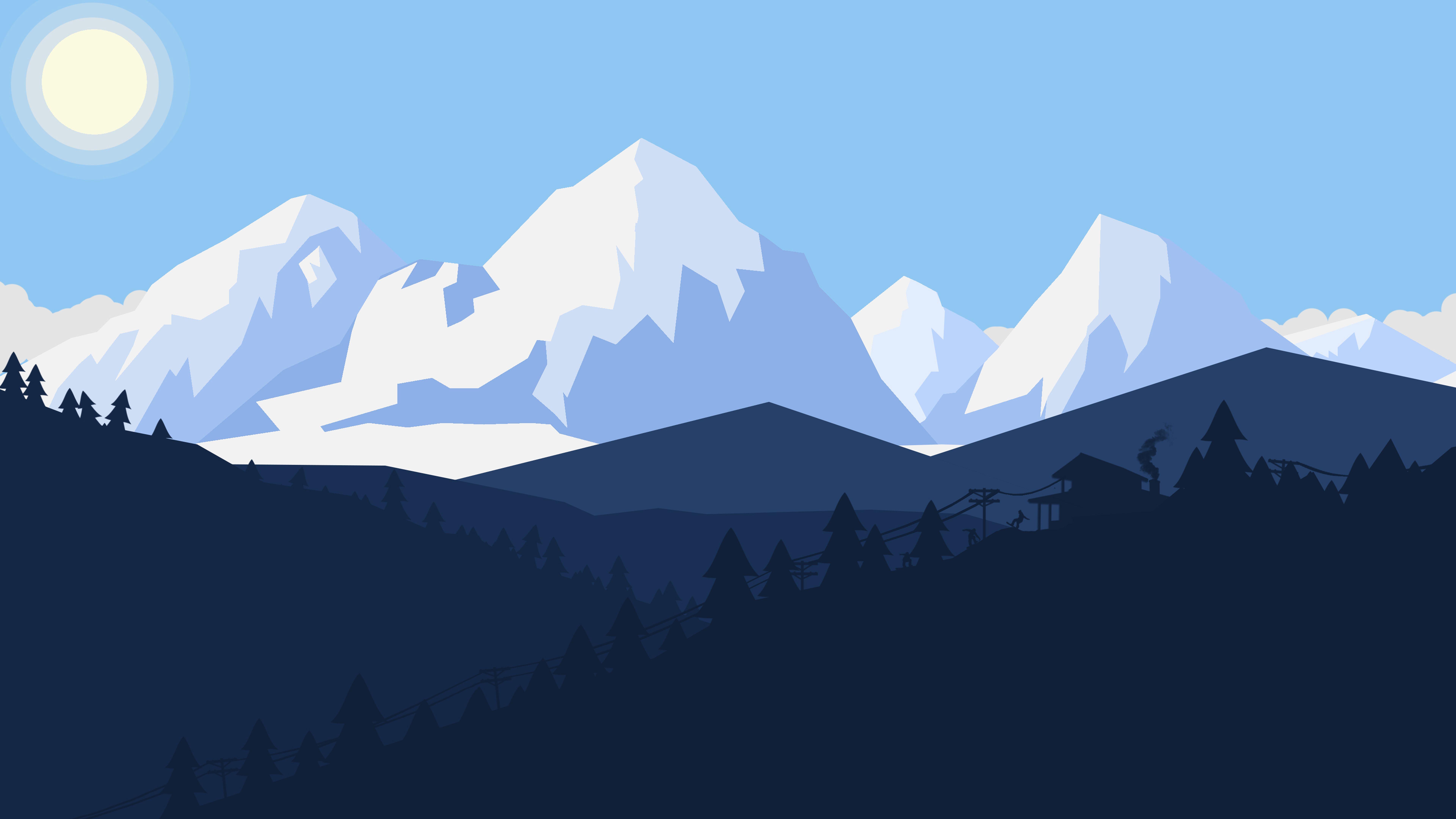 7680x4320 Winter Snow Landscape Minimalist 8k 8k HD 4k Wallpaper