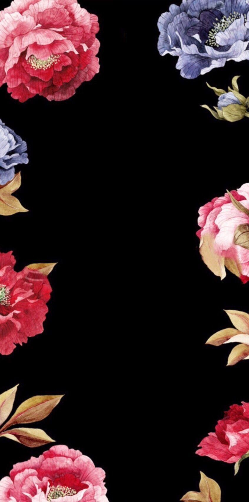 846x1704 Black Flower Wallpaper