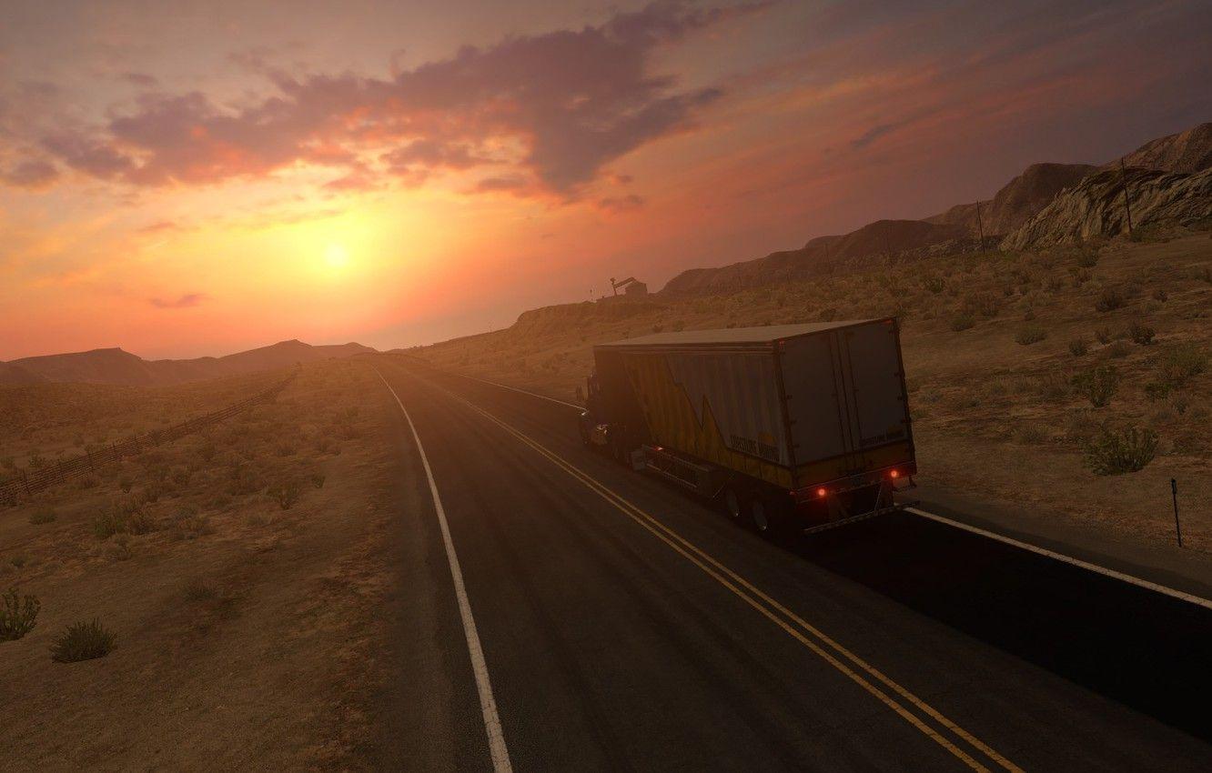 1332x850 Wallpaper American Truck Simulator, Peterbilt Nevada Desert