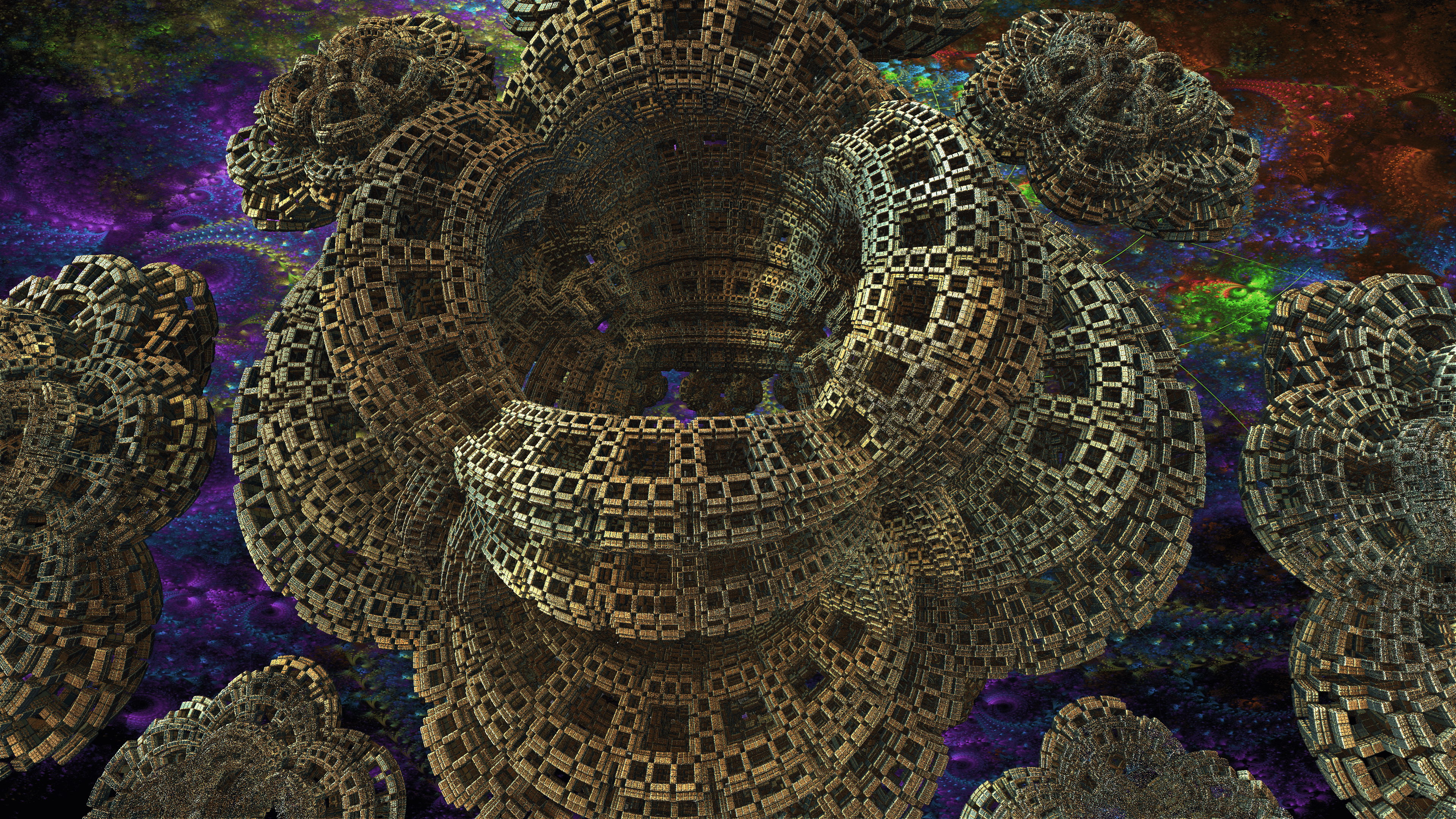 3840x2160 Fortress Fractal Art Wallpaper UHD 4k