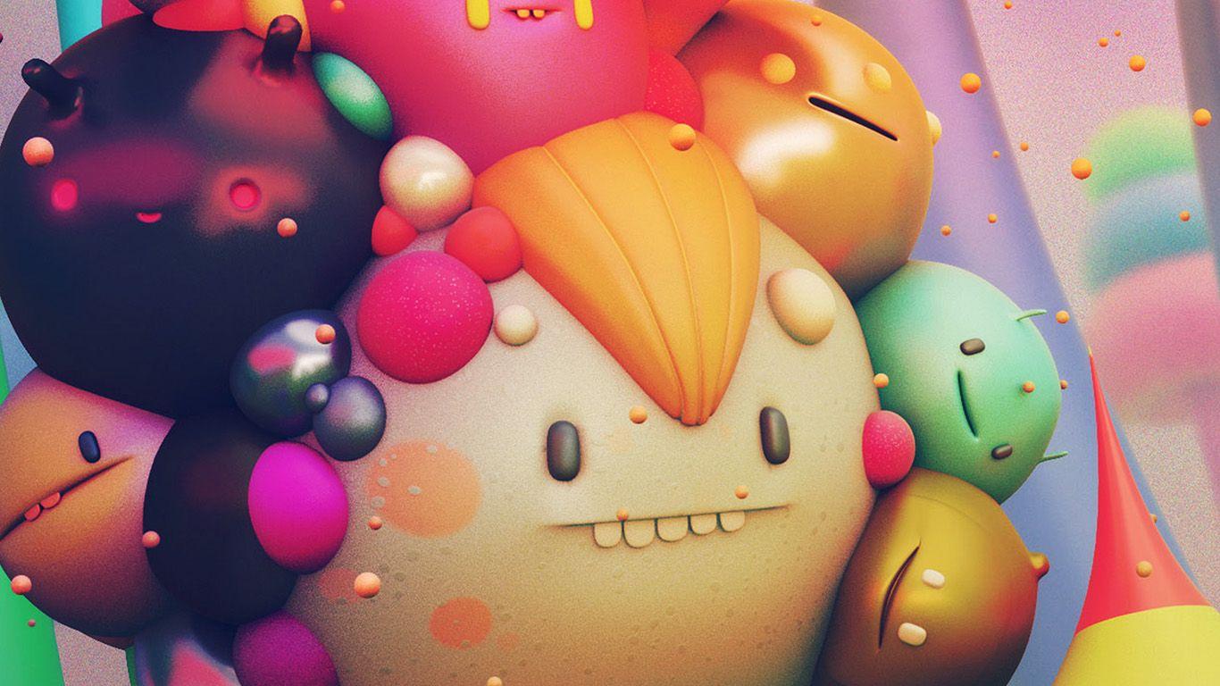 1366x768 wallpaper for desktop, laptop. cute monster character 3D