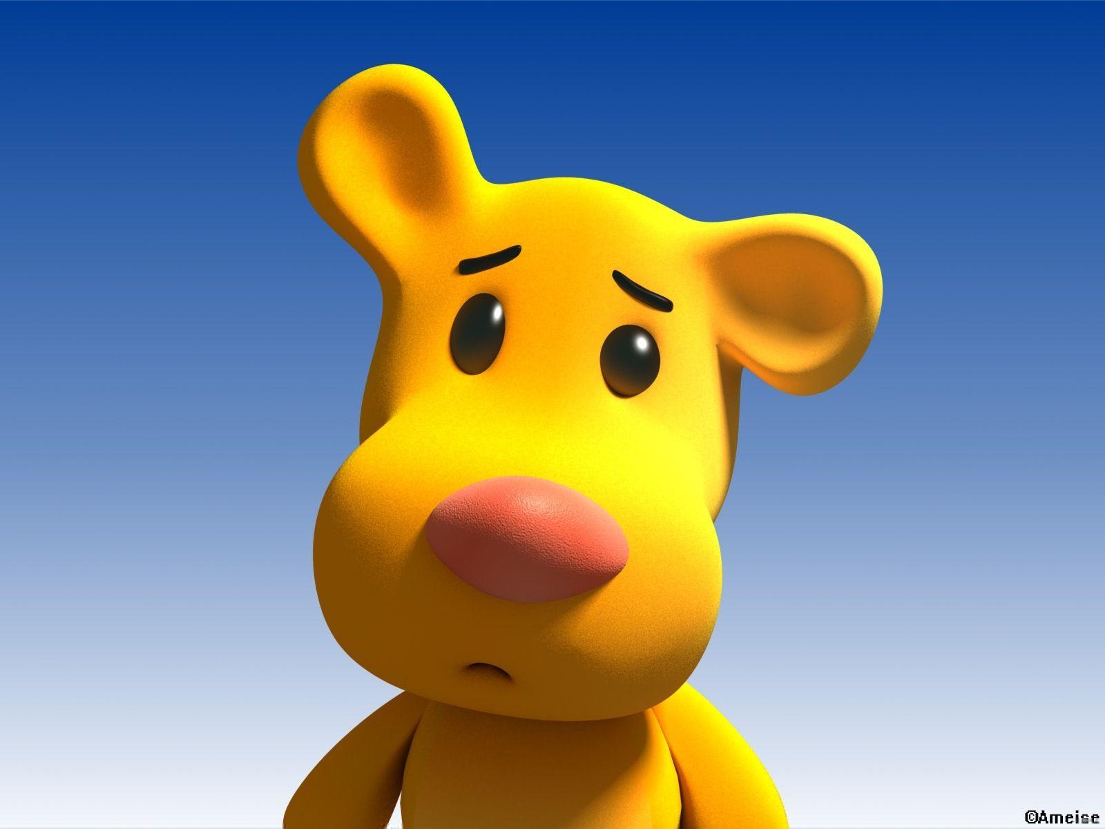 1600x1200 Desktop Wallpaper: 3D Cute Yellow Bear. Cartoon wallpaper HD