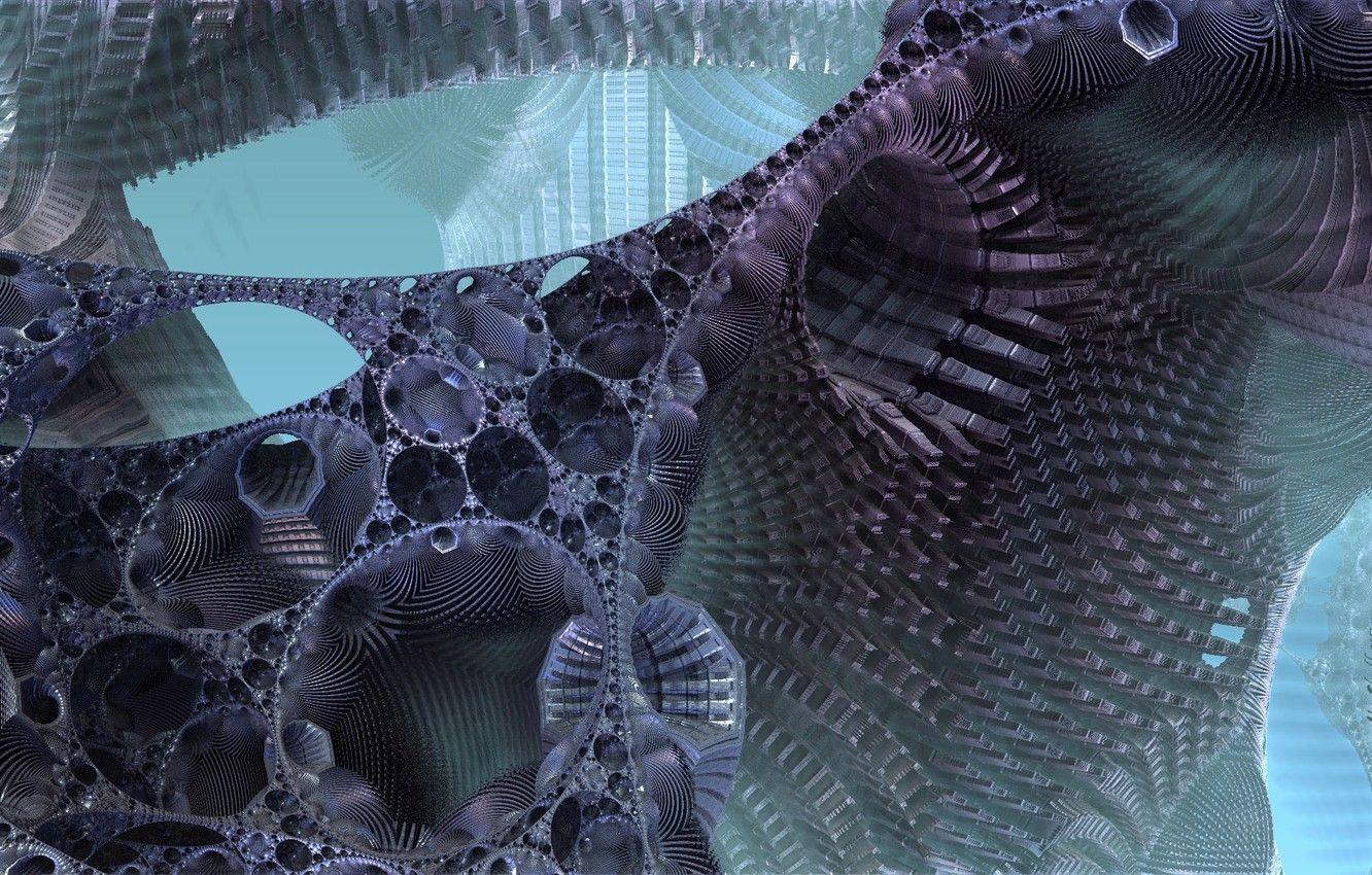 1332x850 Wallpaper light, fiction, design, structure, 3D fractal image for desktop, section рендеринг