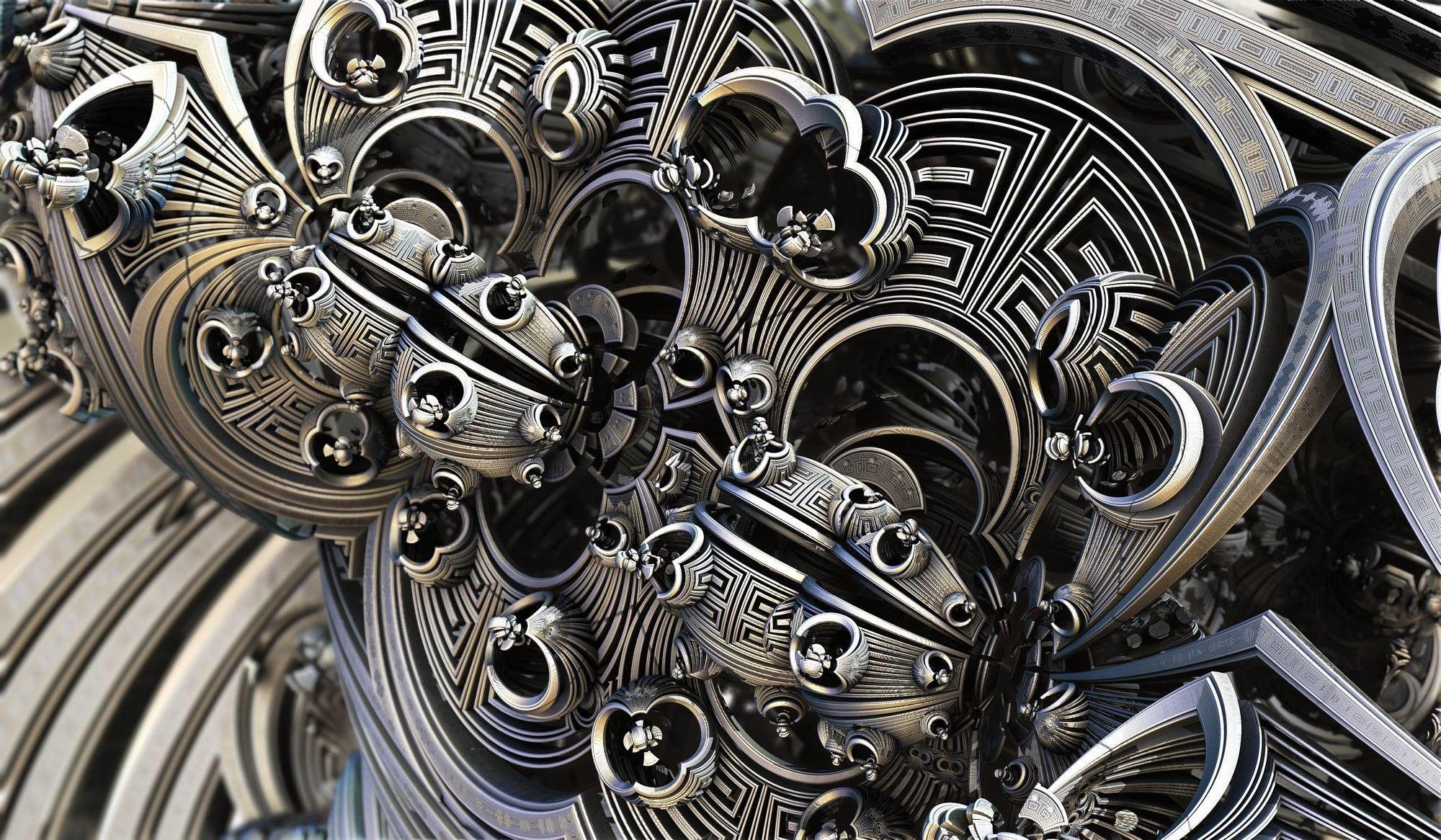 2000x1166 3D Fractal Wallpaper
