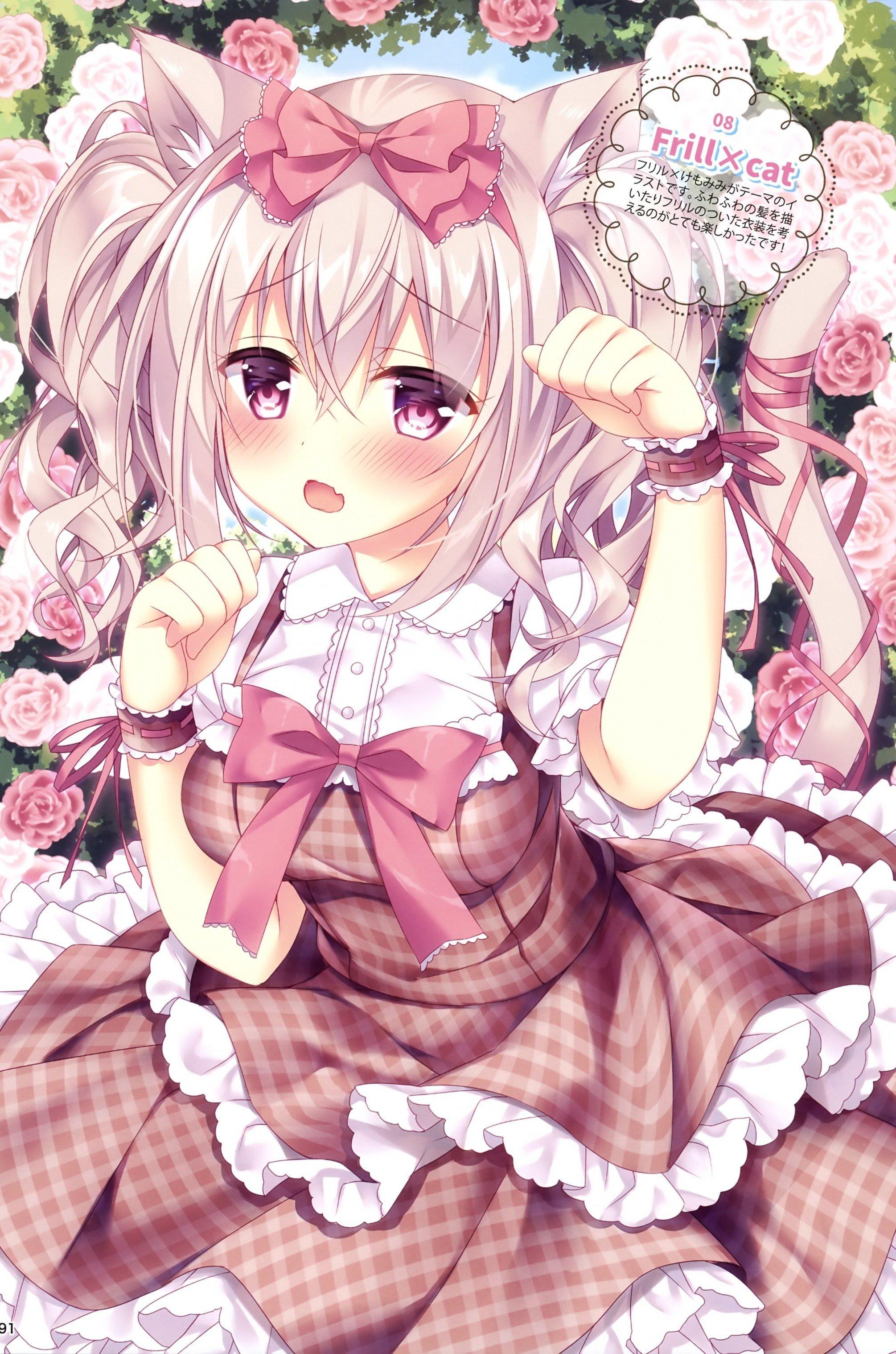 2010x3035 Cat Wallpaper Cute Anime Girl