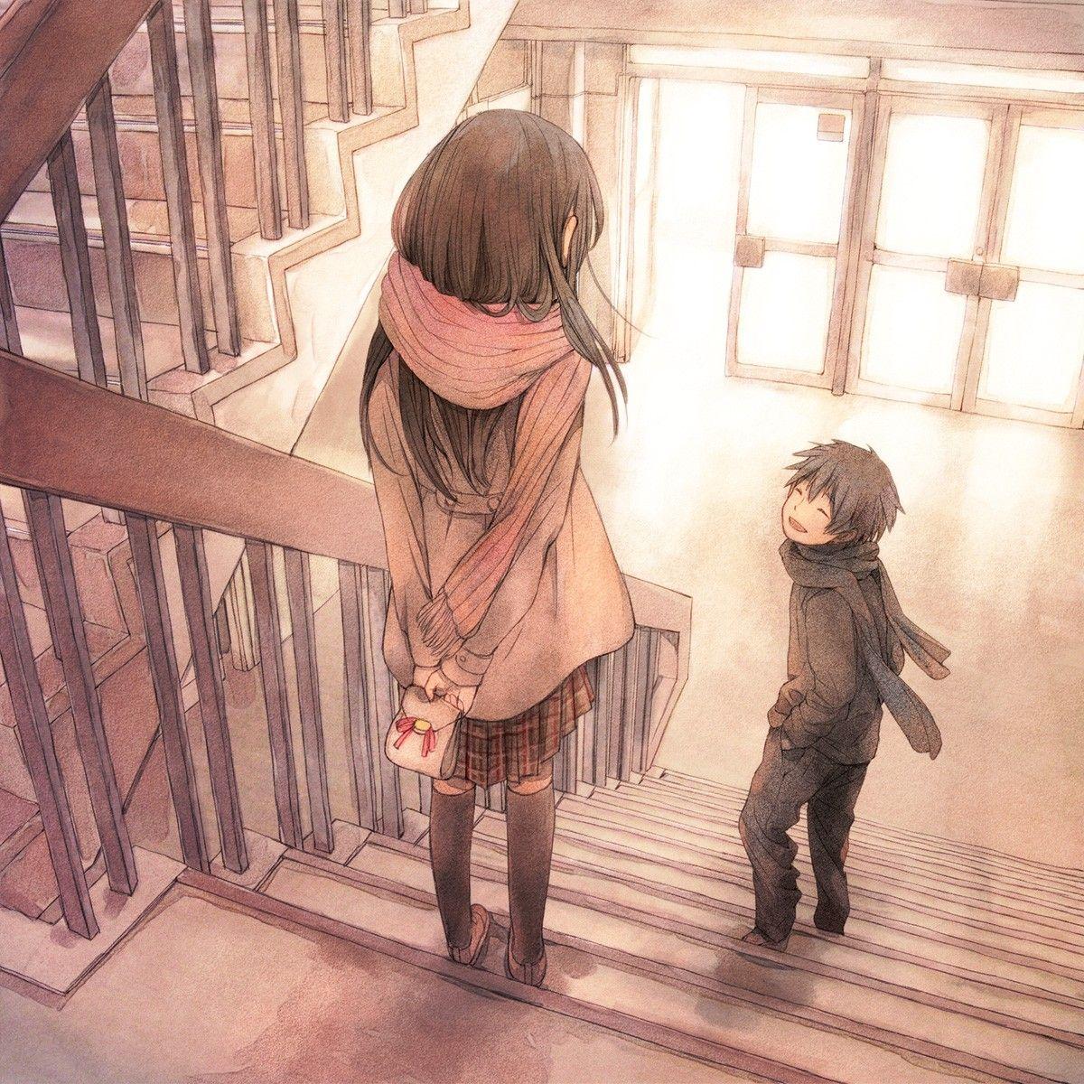 1200x1200 #school uniform, #scarf, #love, #anime boys, #anime girls, #original characters, wallpaper. Mocah HD Wallpaper