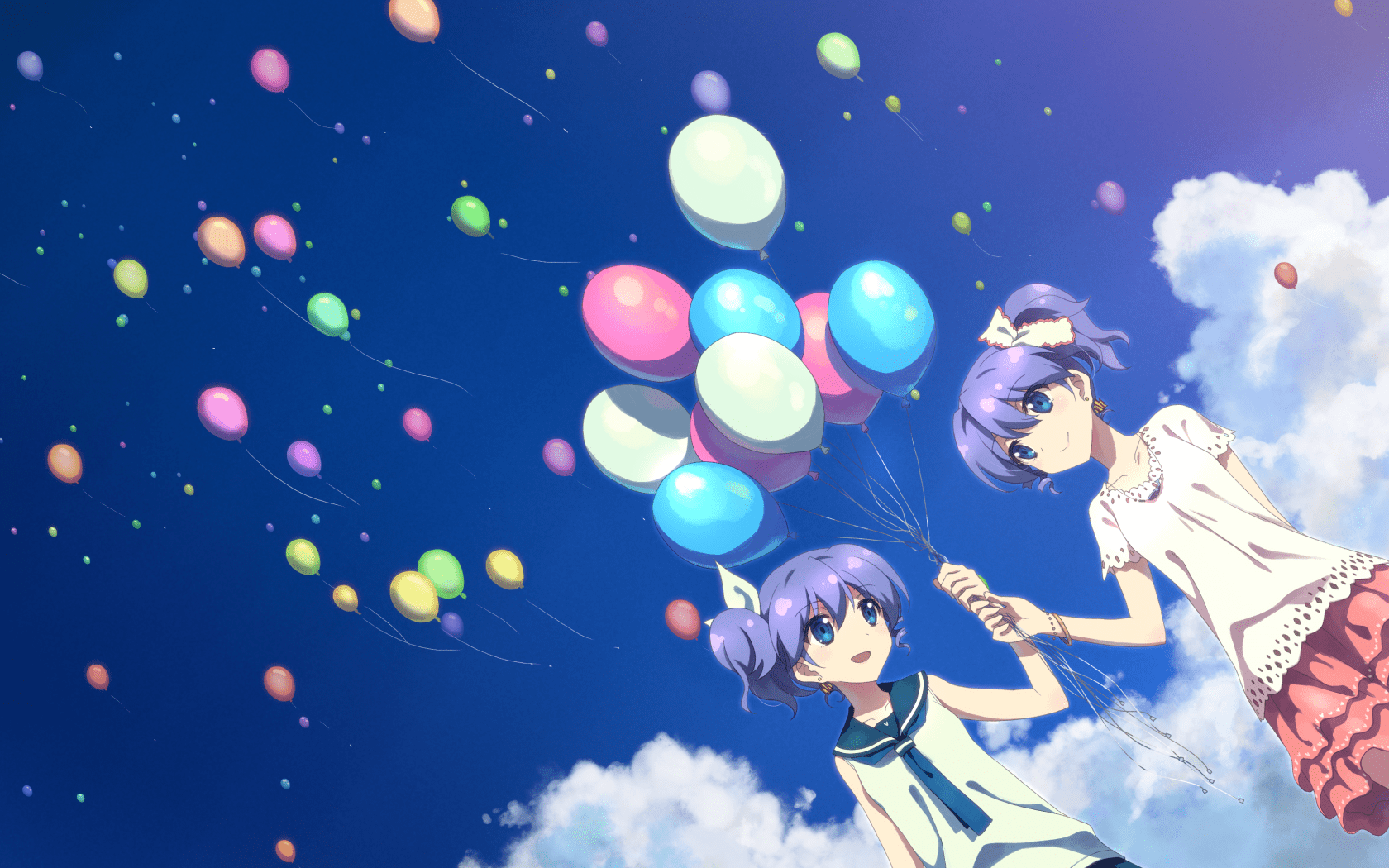 1680x1050 Girls with balloons in the anime DJ Max Desktop wallpaper 1680x1050