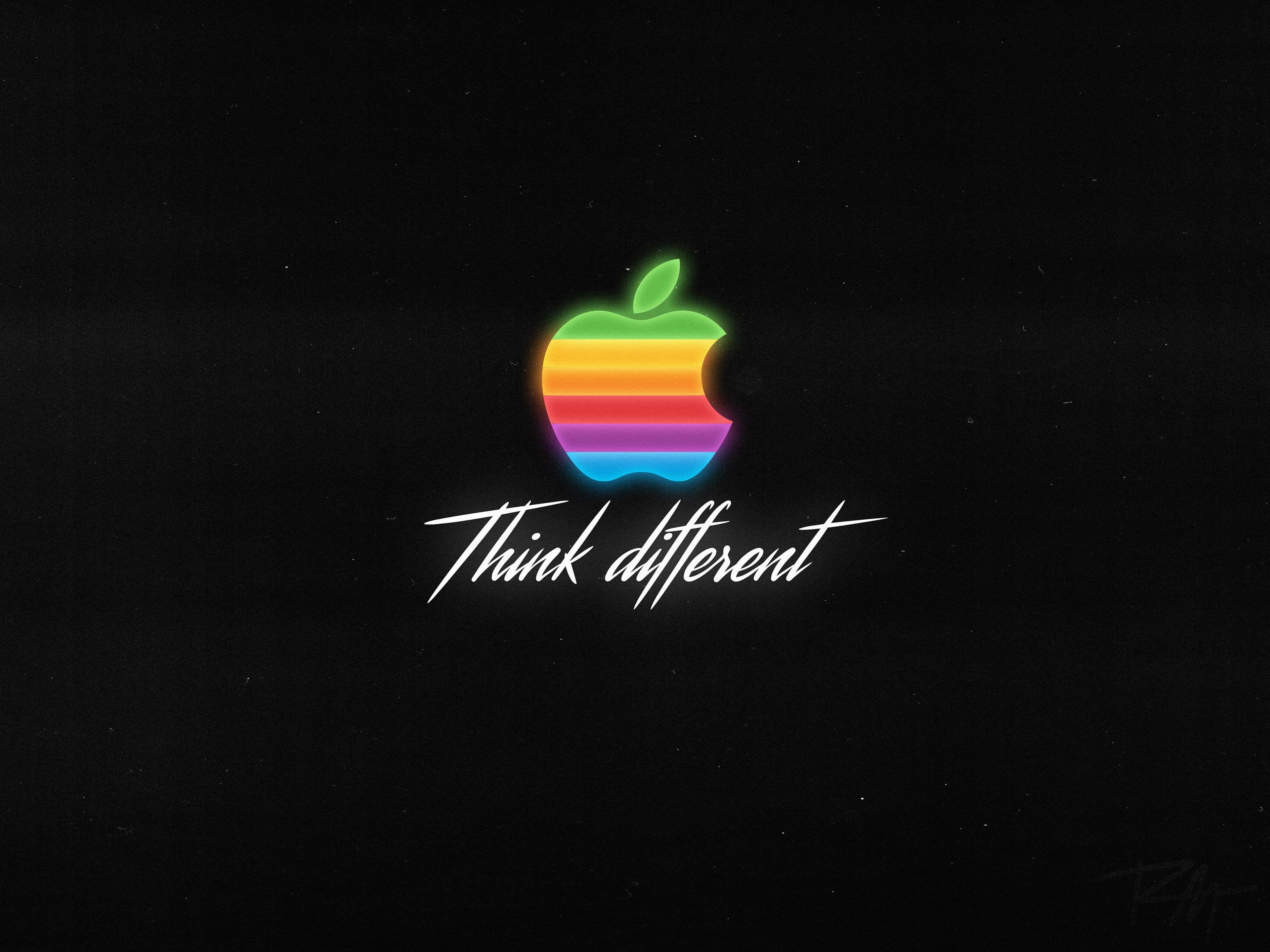 3840x2880 4K # Apple Think khác #Logo Nền tối K # giấy dán tường