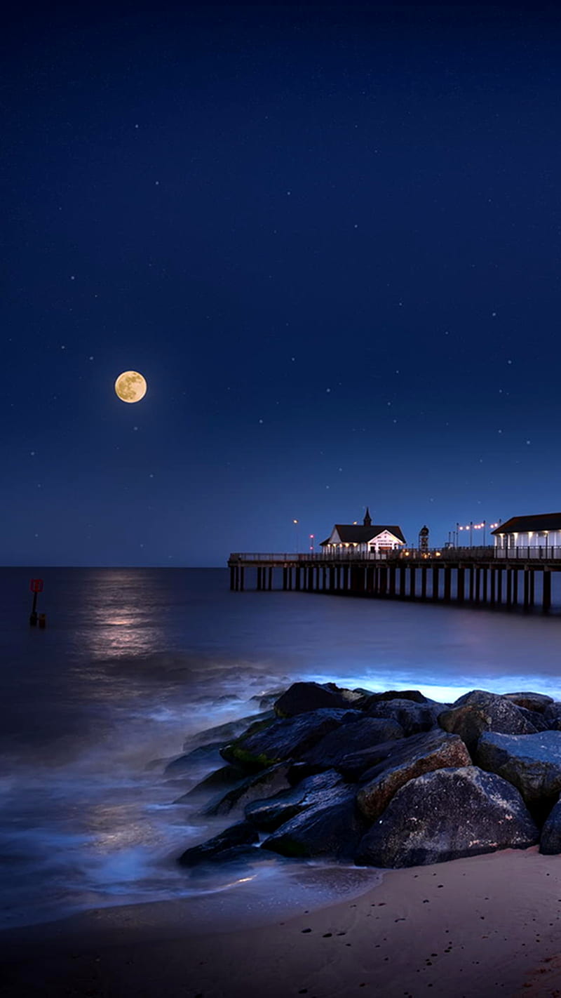 800x1422 Beach Moonlight, HD phone wallpaper
