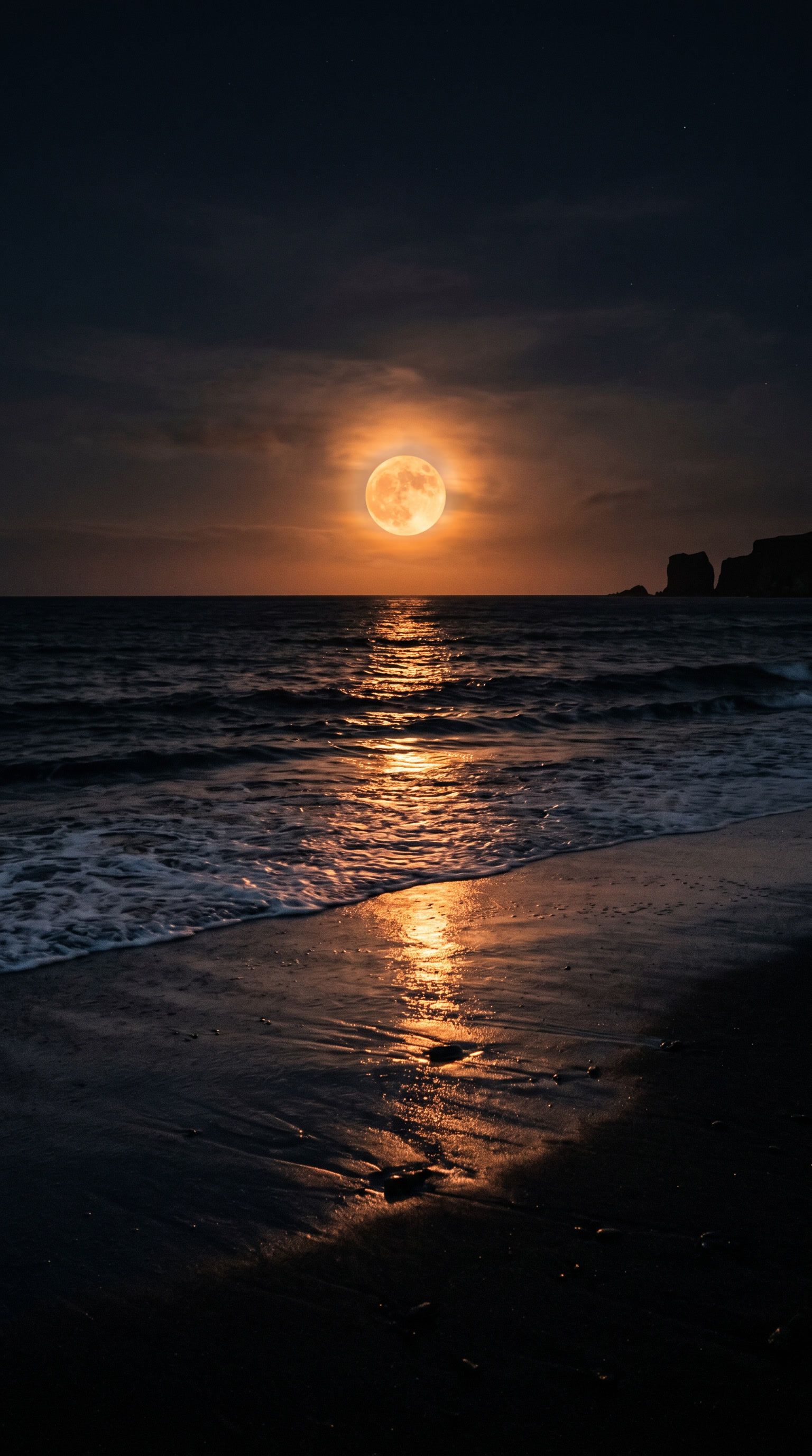 1536x2752 Moonlit Beach Wallpaper for Phone