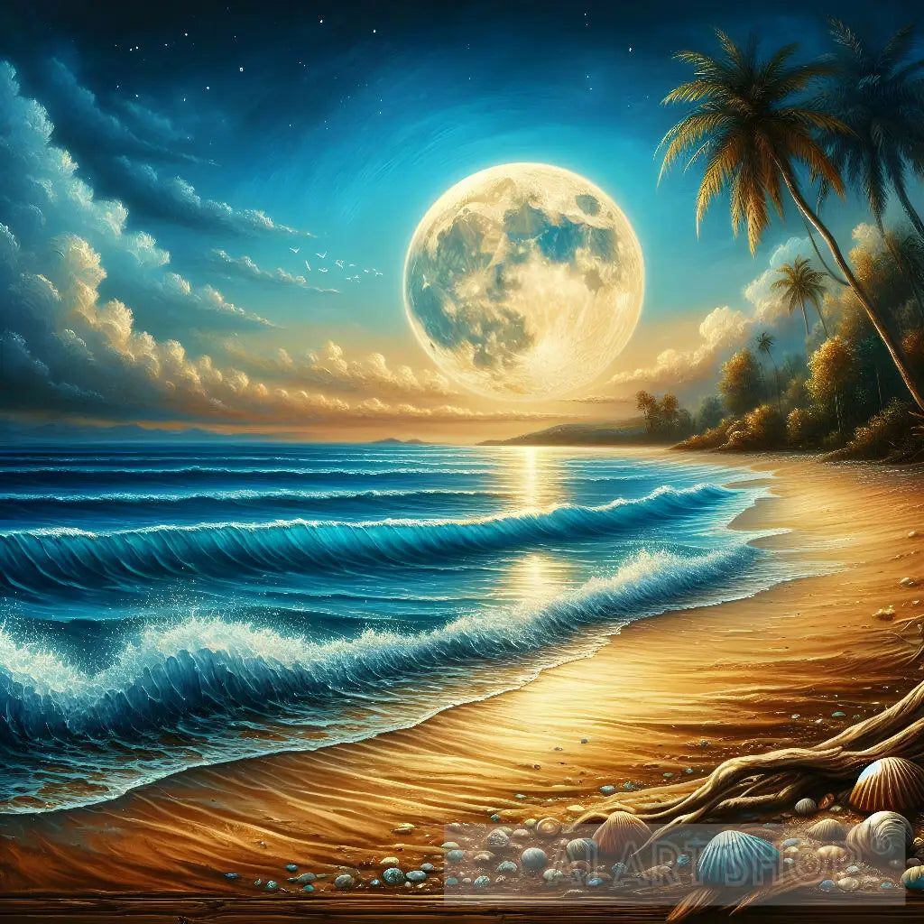 1024x1024 Full Moon At The Beach