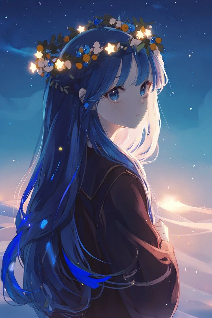 736x1104 Manga girl blue hair. Midnight blue hair anime, Pretty blue anime, Anime art beautiful